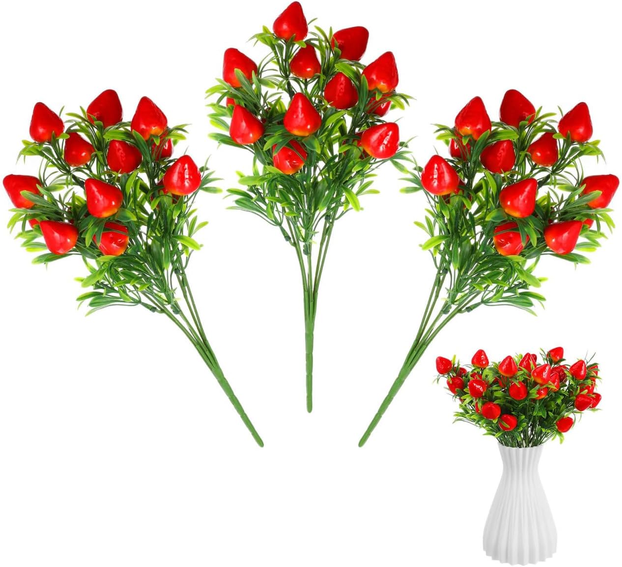 3pcs Artificial Strawberry Branch for Home Wedding Decor