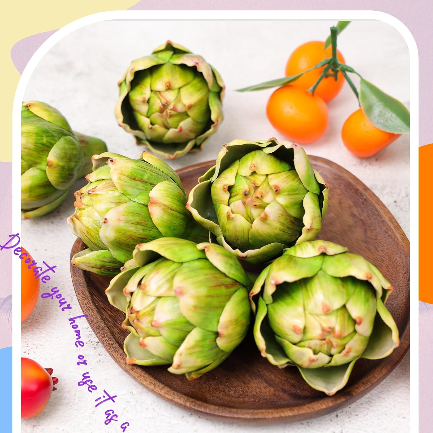 6Pcs Artificial Artichoke Decor for Home Kitchen Centerpiece
