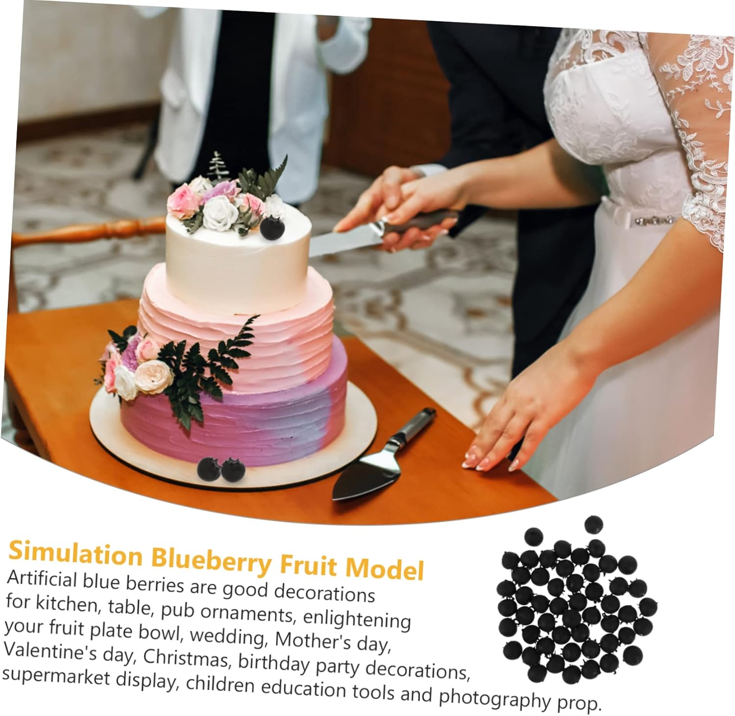 Amosfun 50Pcs Realistic Artificial Blueberry Models