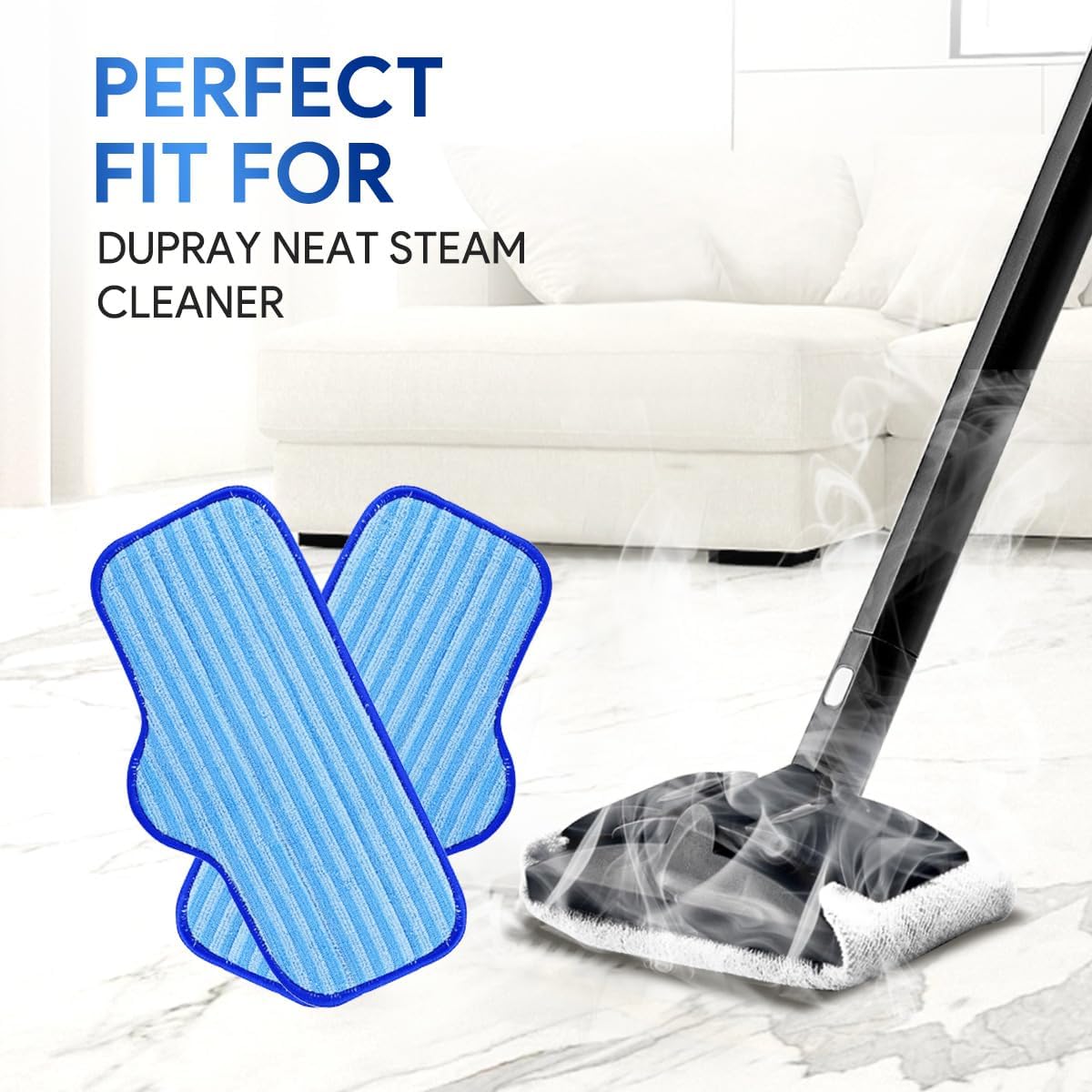 KEEPOW Microfiber Pads for Dupray Steam Cleaner 3 Pack