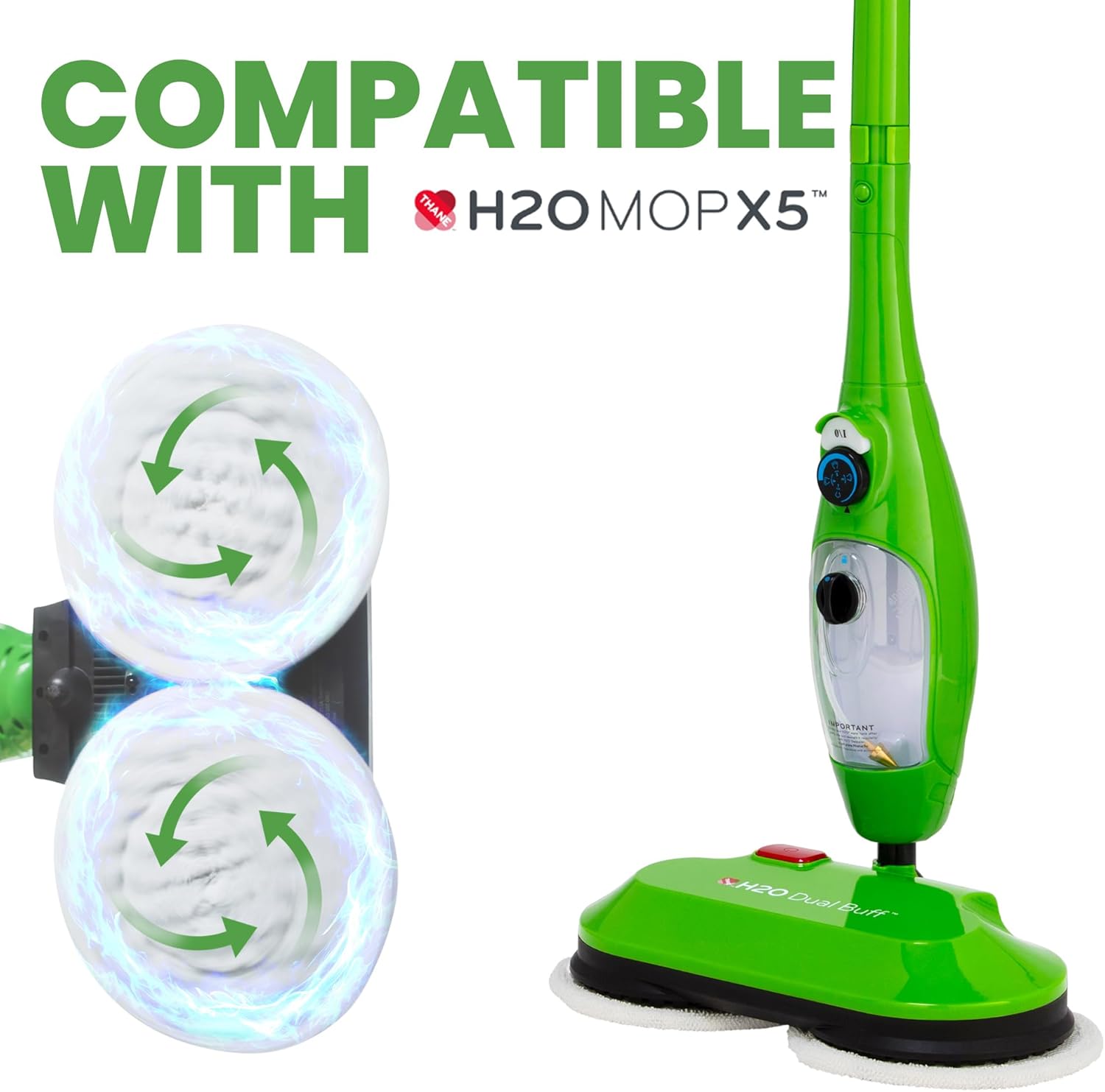 H2O MOP X5 Dual Buff Steam Mop Head