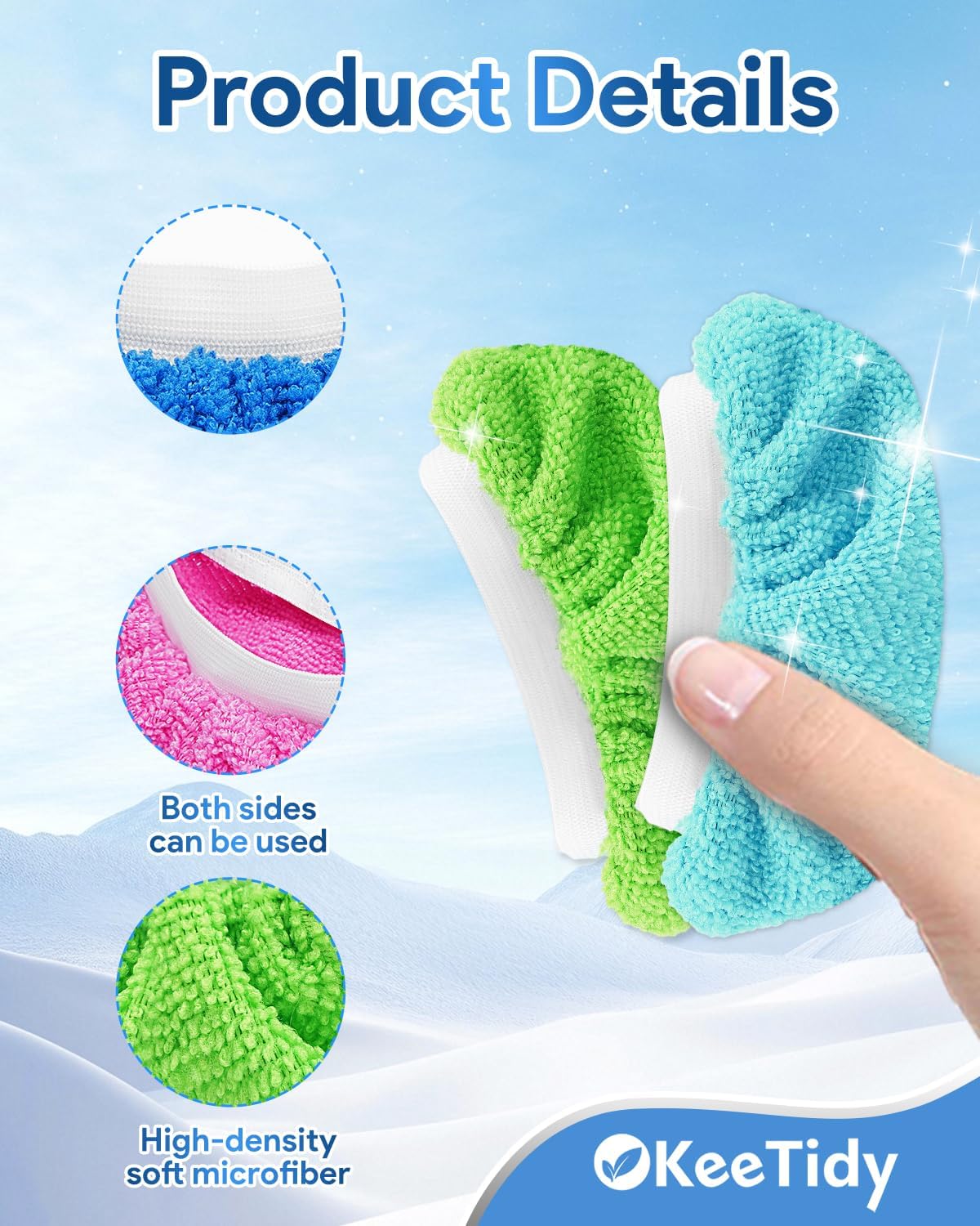 KeeTidy Universal Steam Mop Pads 14 Pack Reusable