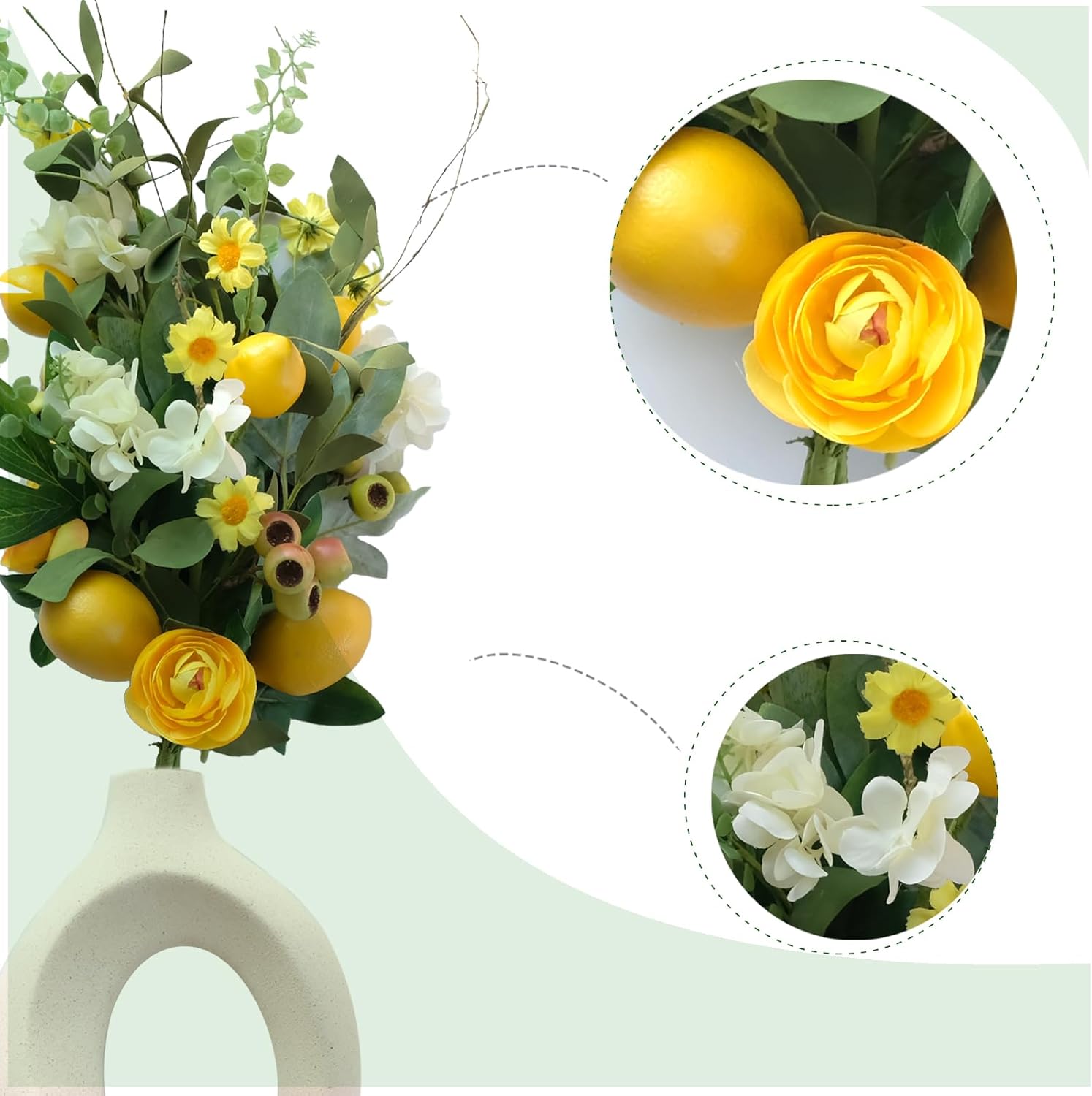 Bibelot 3pcs Artificial Lemon Branches with Green Leaves