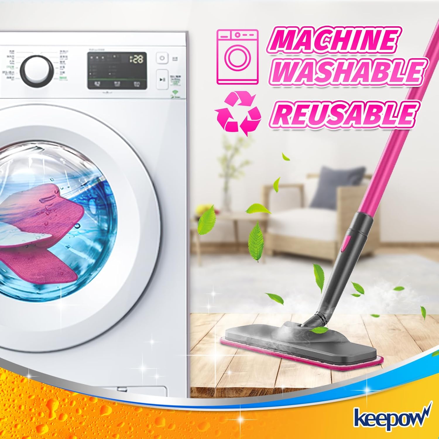 KEEPOW Microfiber Steam Mop Pads 6 Pack Compatible with Schenley