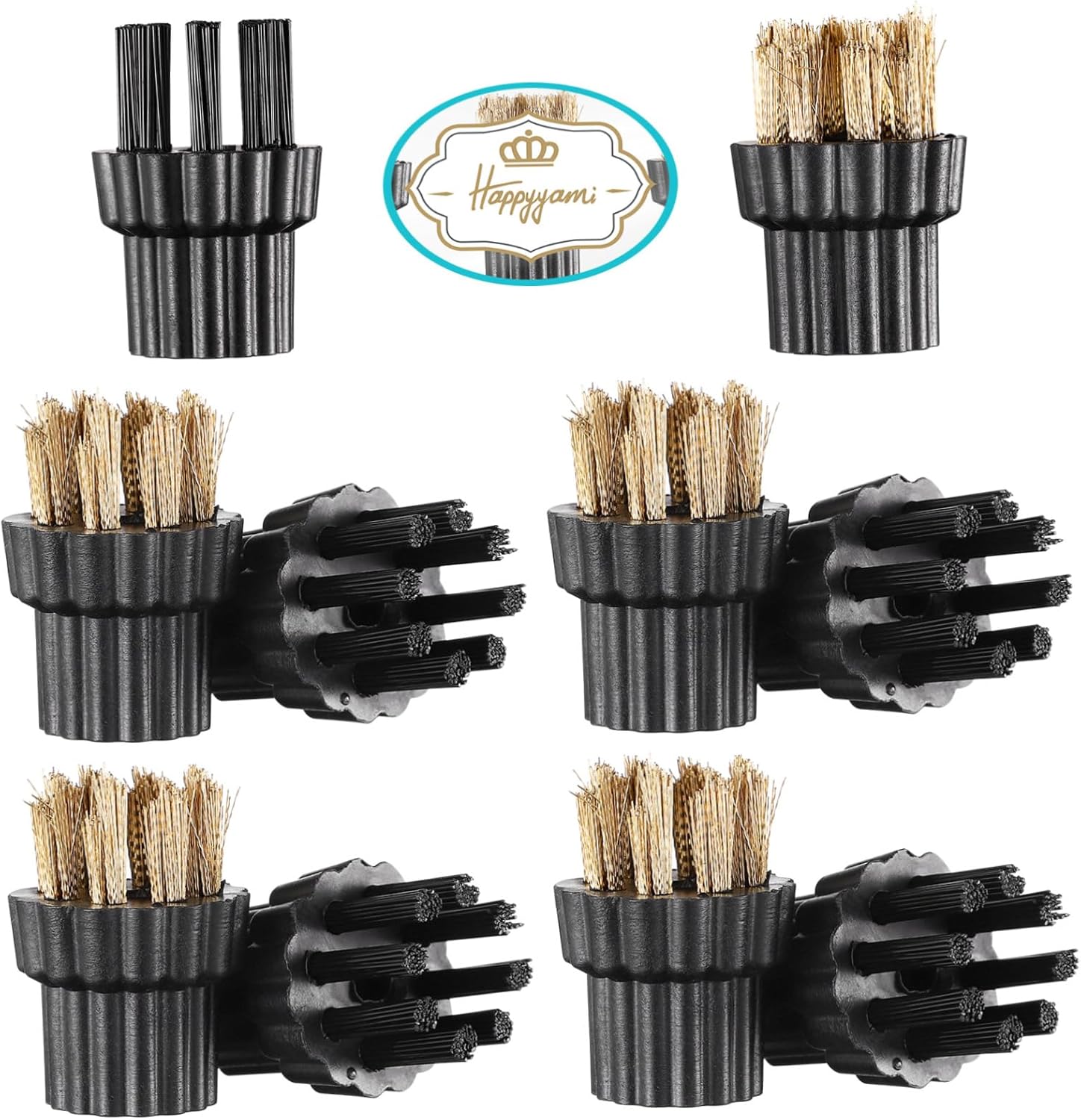 Happyyami 10PCS Steam Mop Brush Head Set for Hard Surfaces
