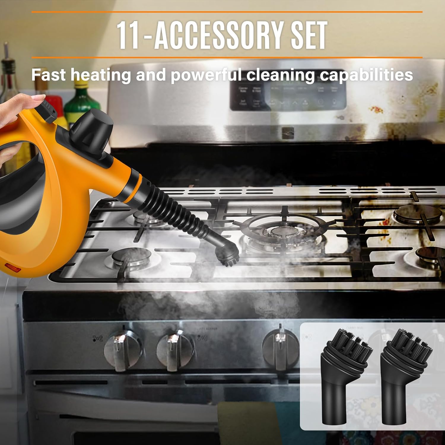 NelMist Handheld Steam Cleaner with 11 Attachments