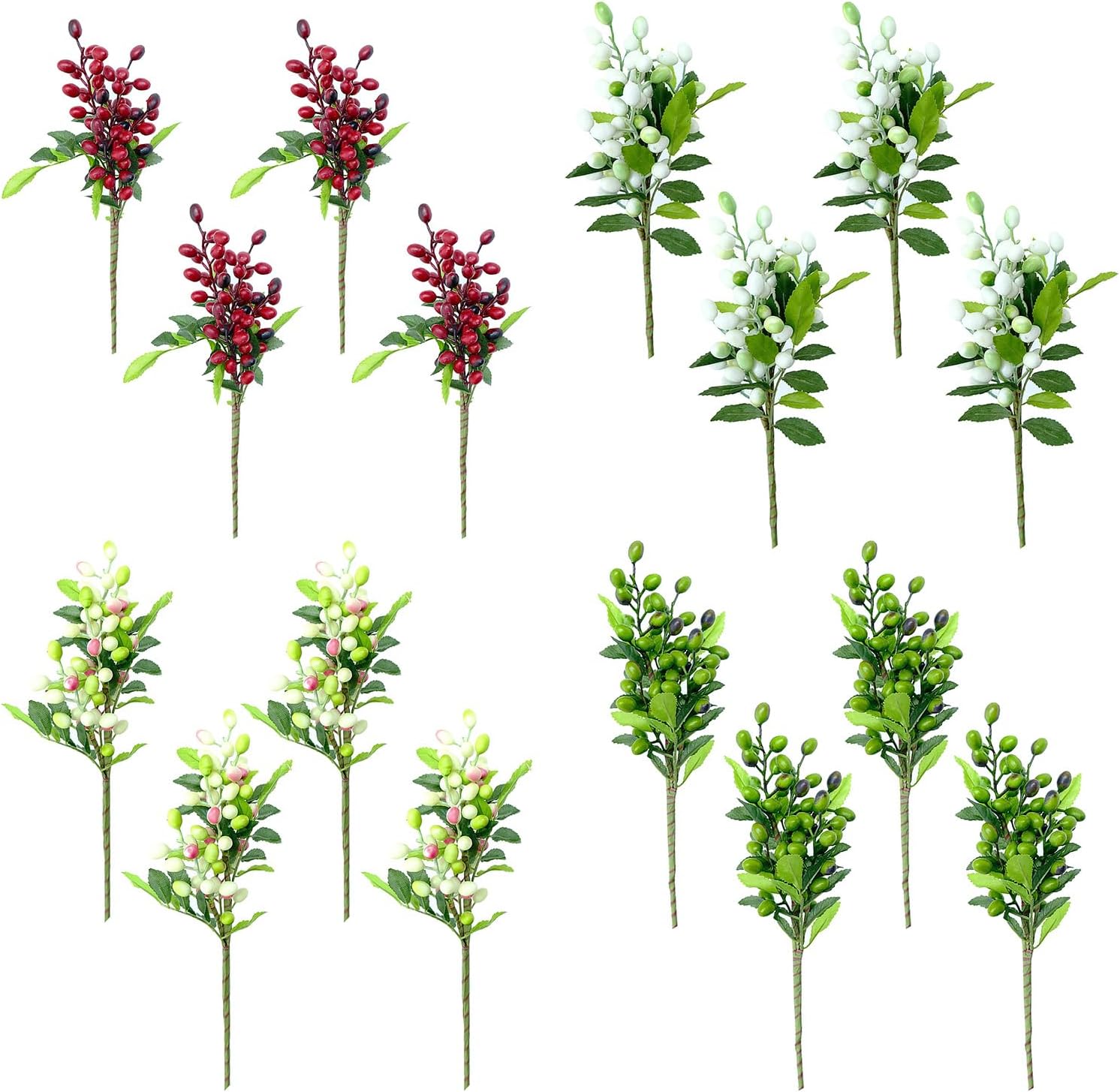 BEIJIALY 4 Pack Artificial Berry for Christmas Decor