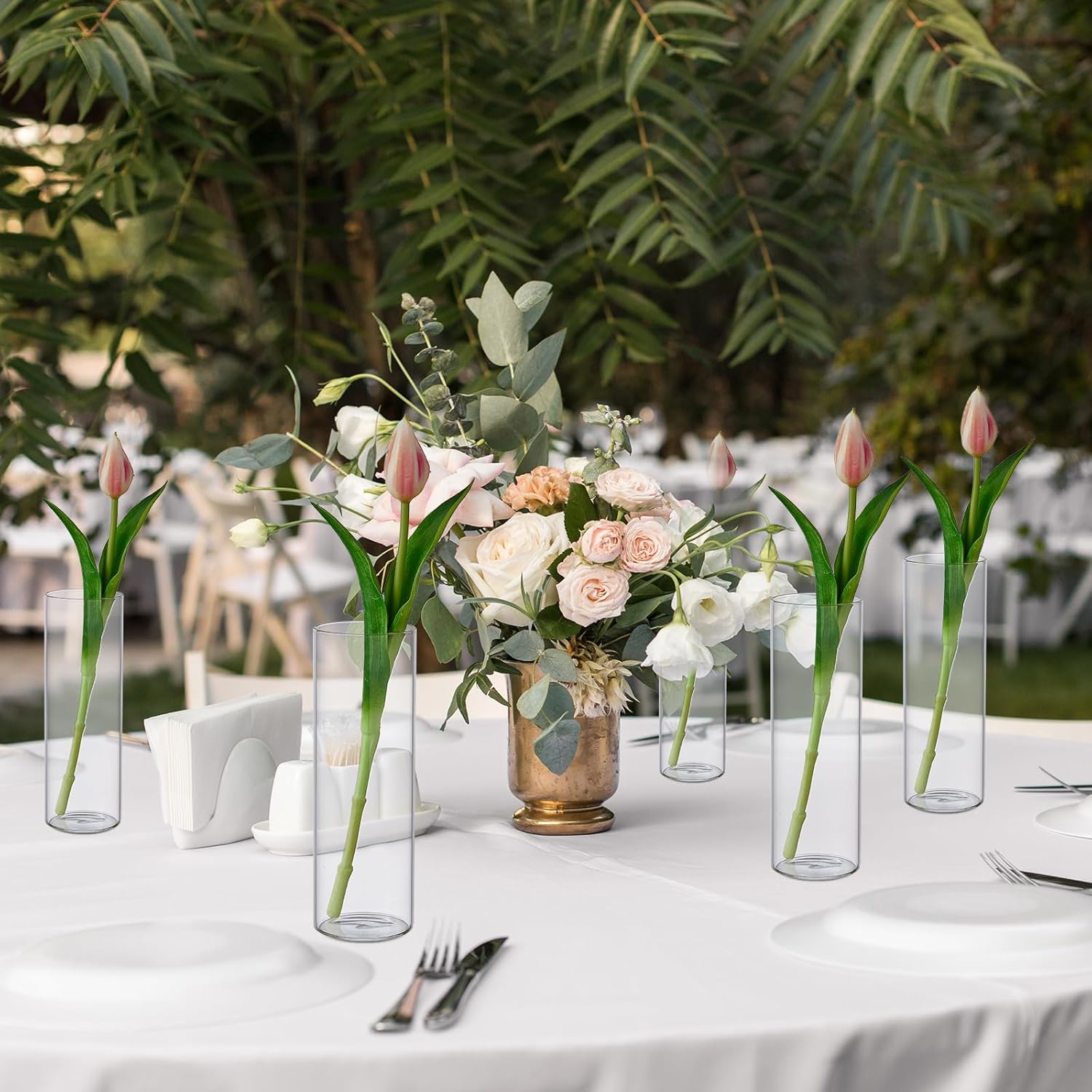 30pcs Clear Glass Cylinder Vases for Centerpieces Wedding Decorations