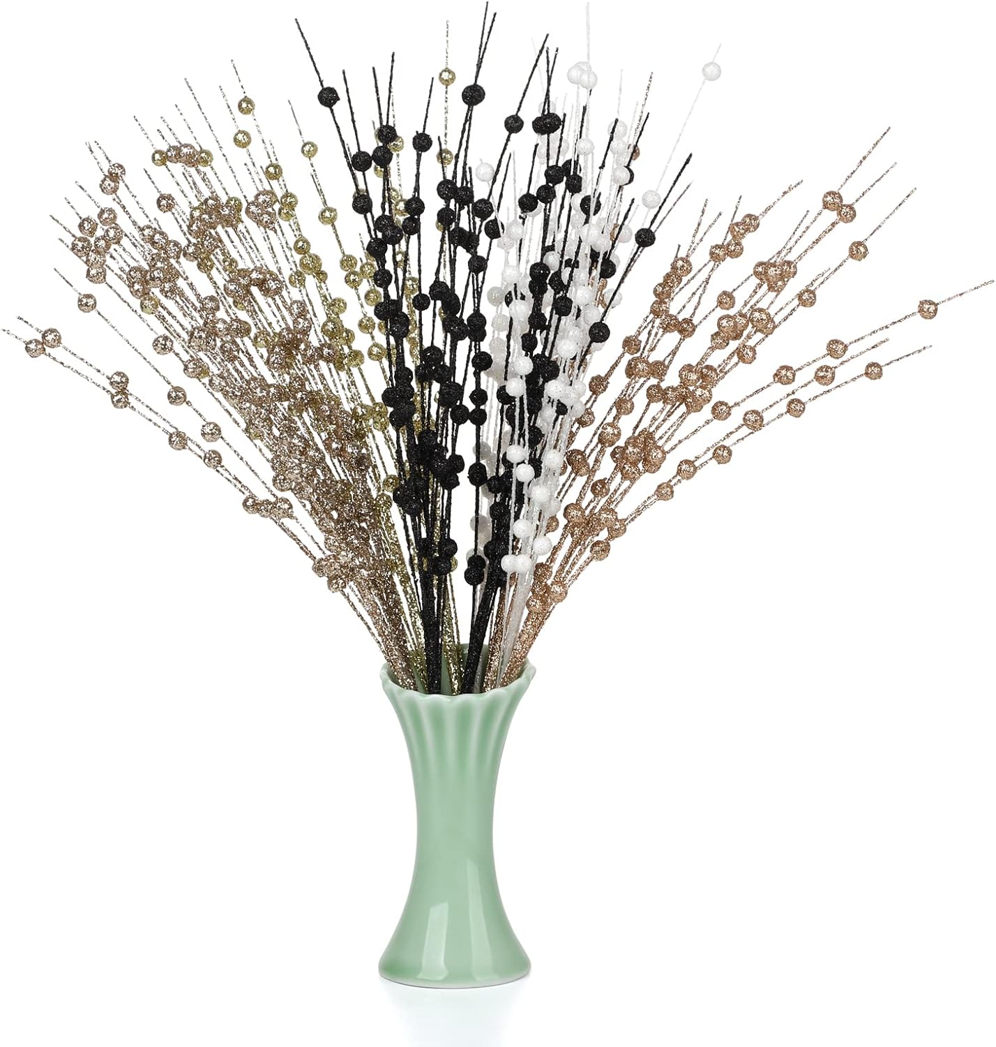 YHNJI 10 Pack Glittery Christmas Berry Stems