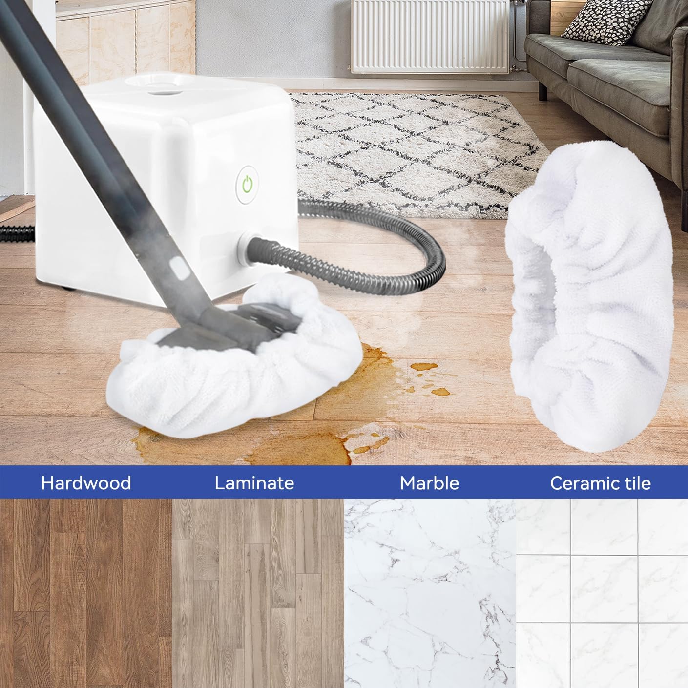Steam Mop Pads for Neat Steam Cleaner - 8 Pack Reusable Microfiber Pads