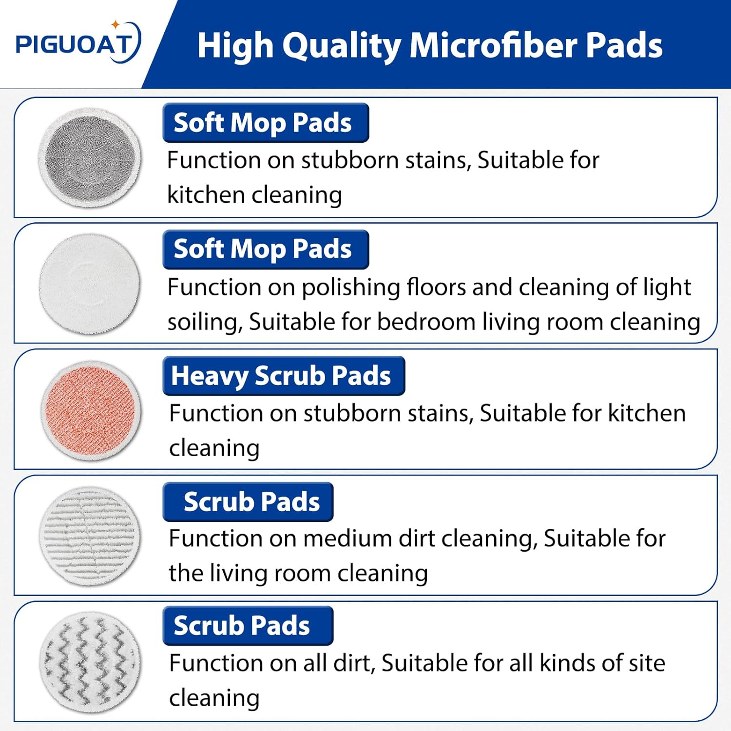 PIGUOAT 10 Pack 3897A Replacement Mop Pads