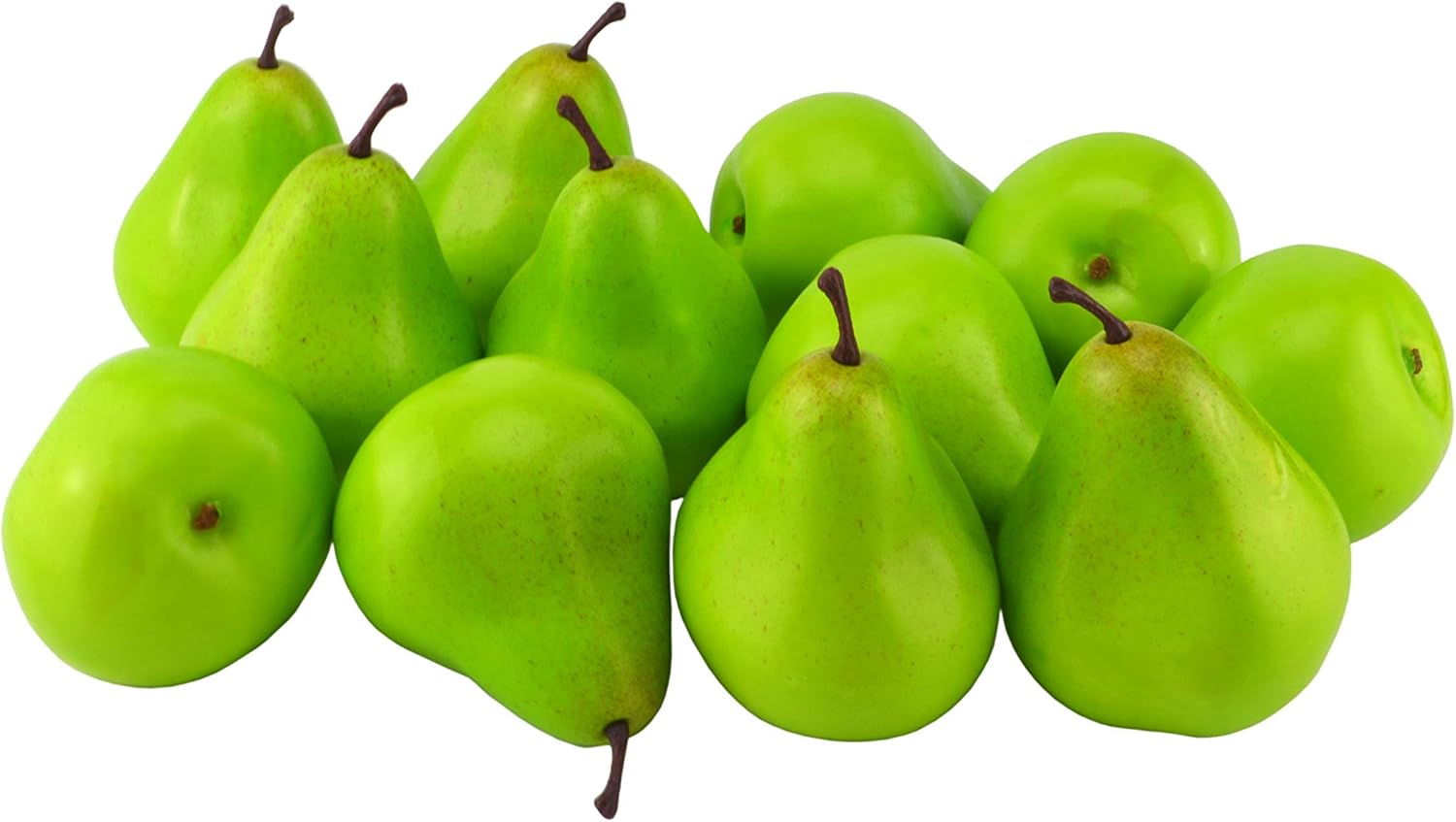 JEDFORE 12 Pcs Lifelike Fake Green Pears Artificial Fruit Set