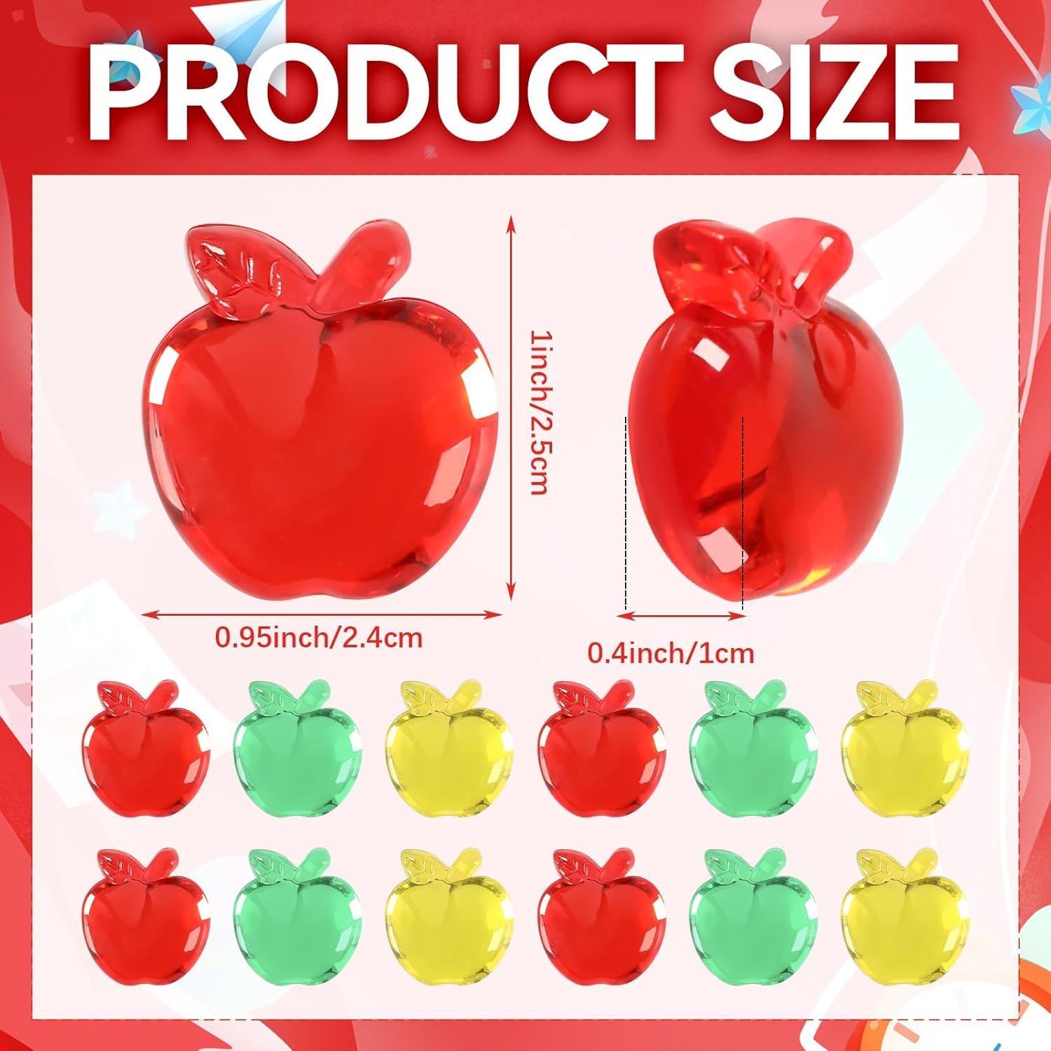 60pcs Mini Apples Acrylic Vase Fillers Back To School Decor