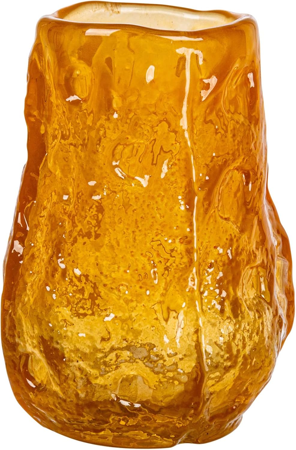 Creative Co-Op Organic Shaped Glass Candle Holder Orange Vase