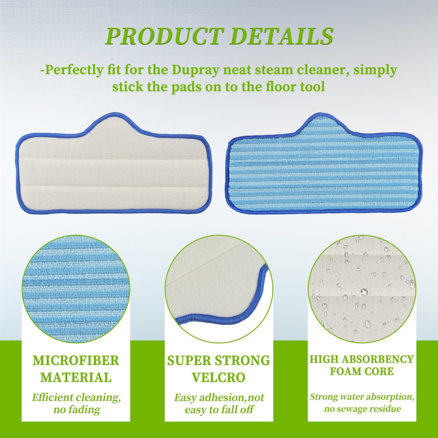 EPLZON Reusable Microfiber Steam Mop Pad for Dupray Neat Steam Cleaner