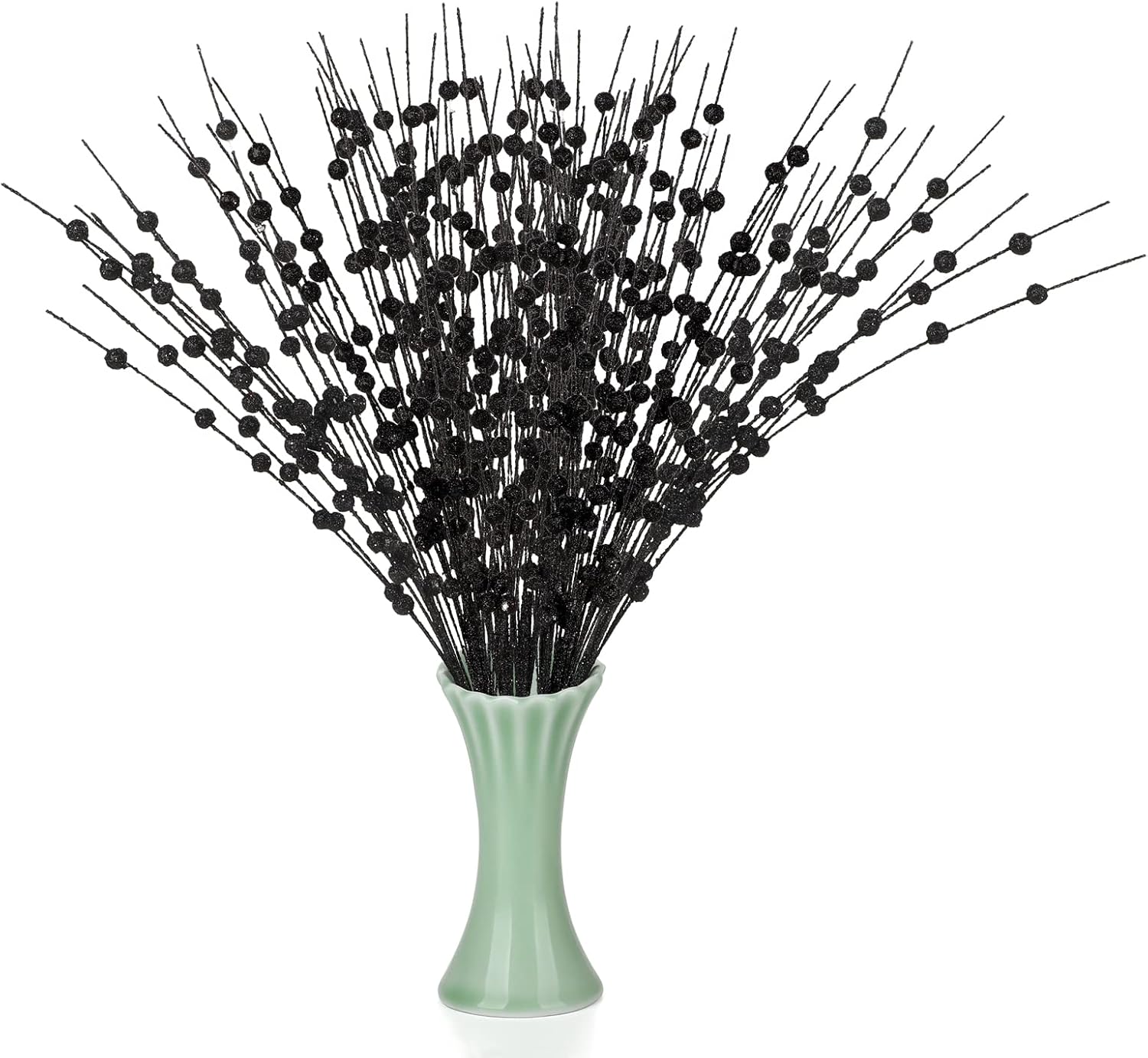 YHNJI 10 Pack Glittery Christmas Berry Stems