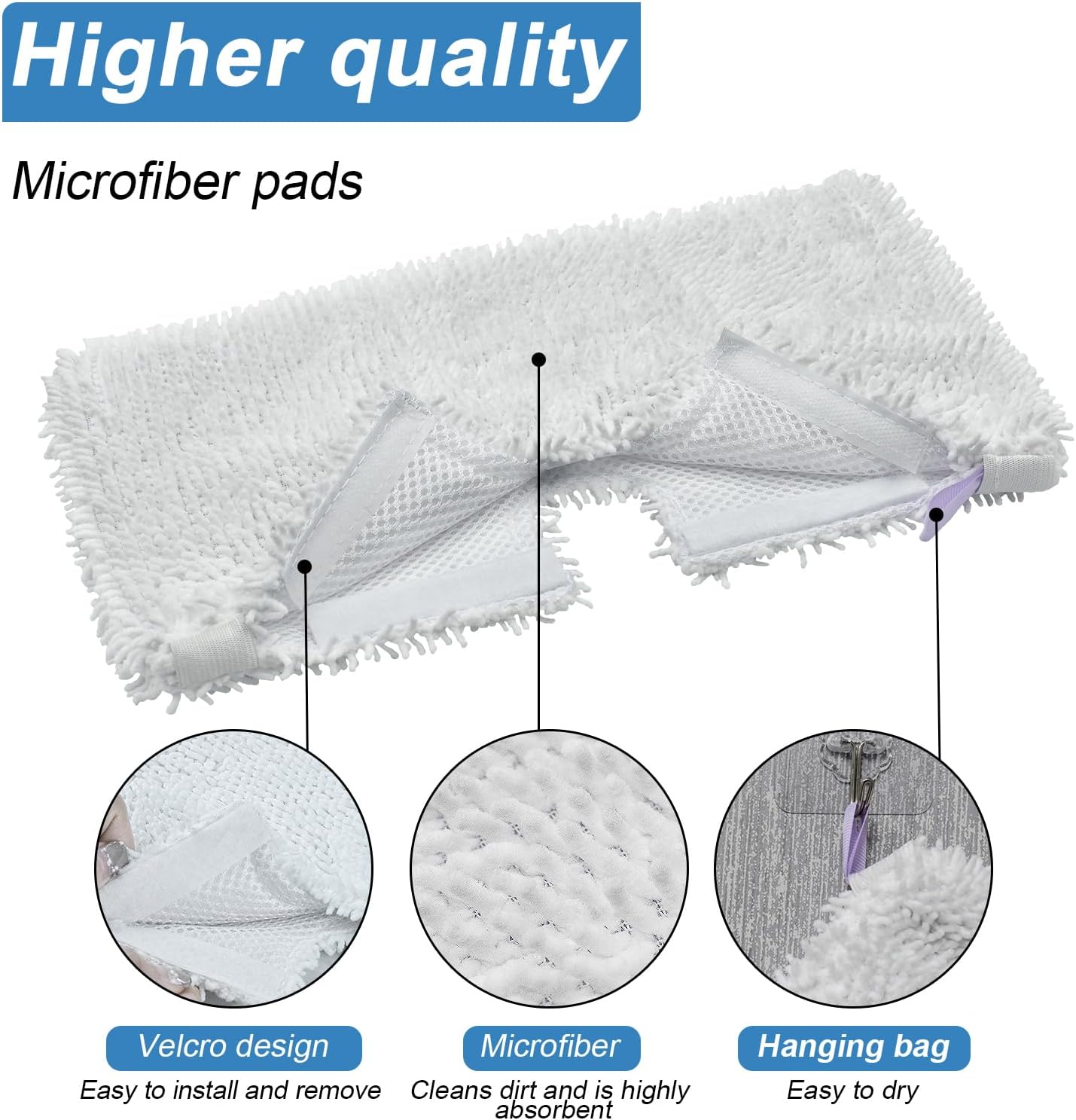 3 Pack Steam Mop Pads for Shark Steam Mop