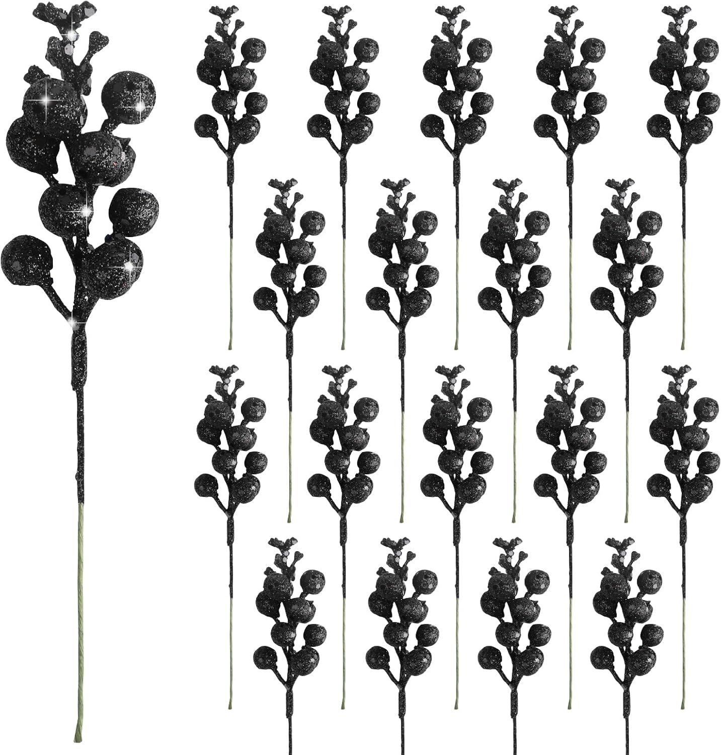 CCINEE 24 Pcs Christmas Black Berry Stems for Decor