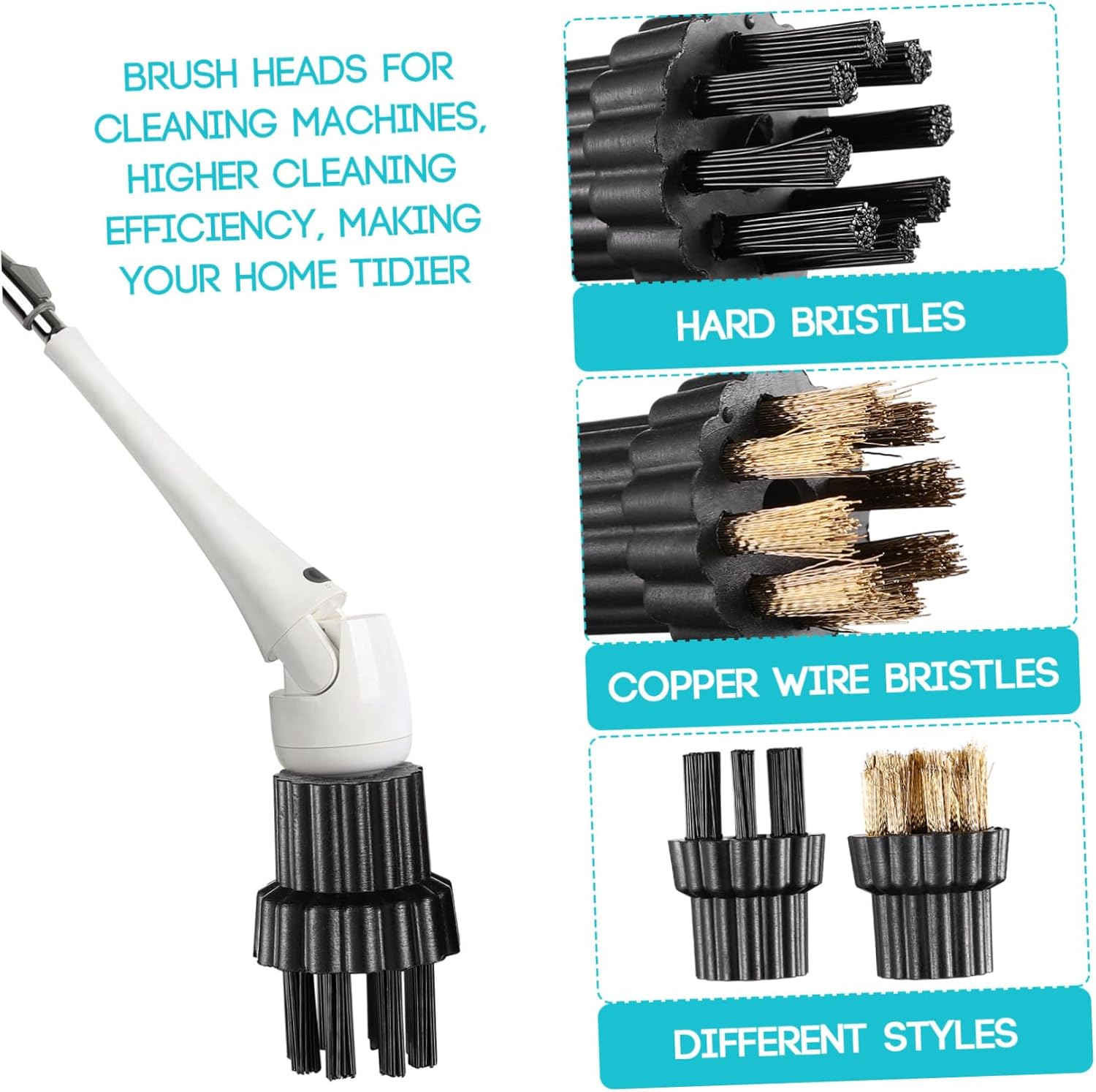 Happyyami 10PCS Steam Mop Brush Head Set for Hard Surfaces