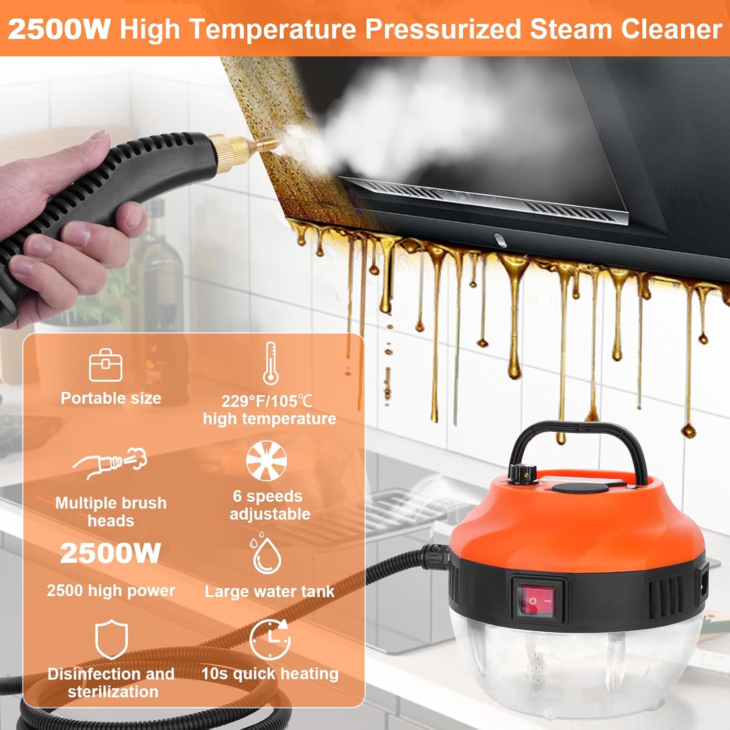 LeadGoods Pressurized Handheld Steam Cleaner