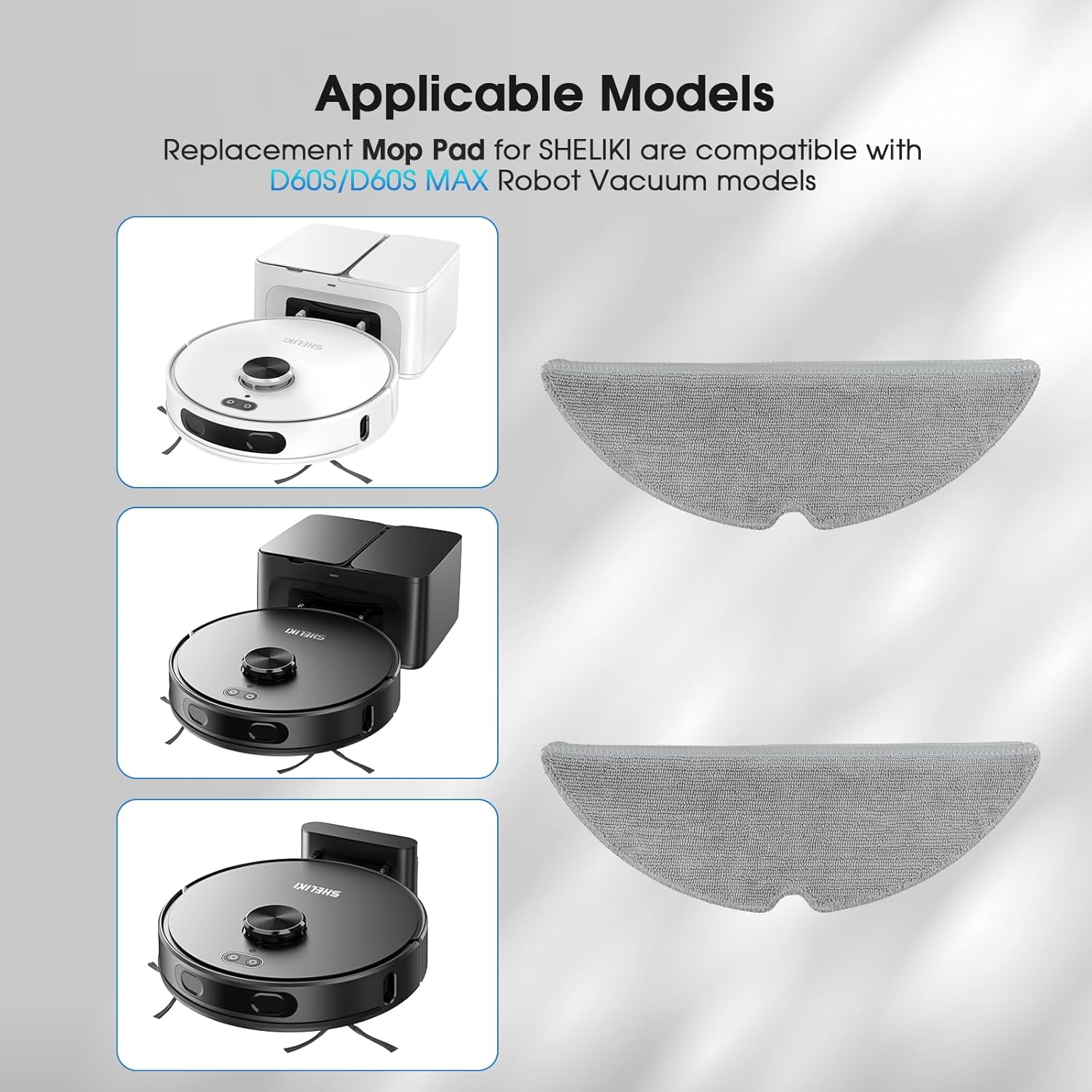 SHELIKI Mop Pad Replacement for D60S and D60S MAX