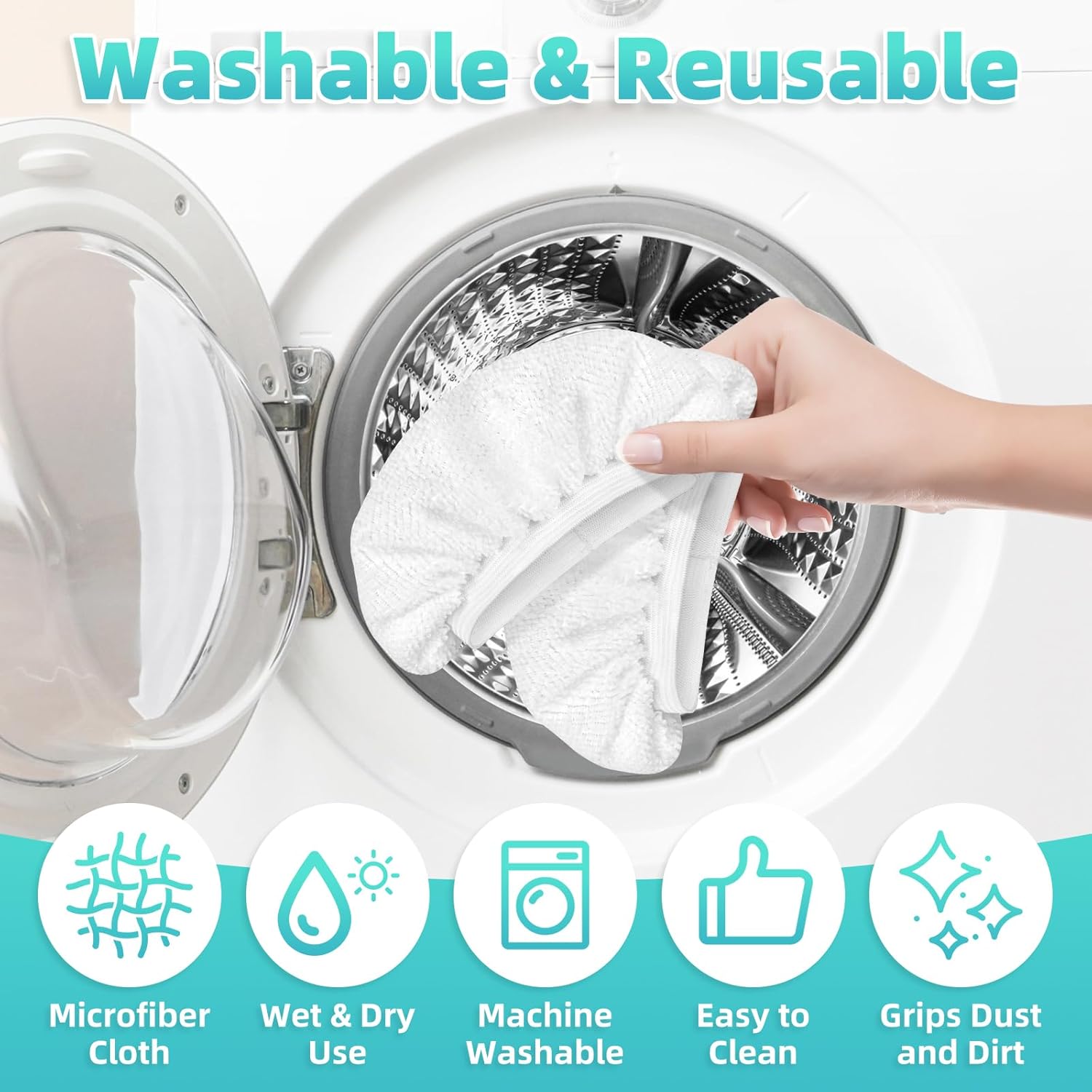12 Pack Microfiber Cloths for Steam Mop and Cleaner