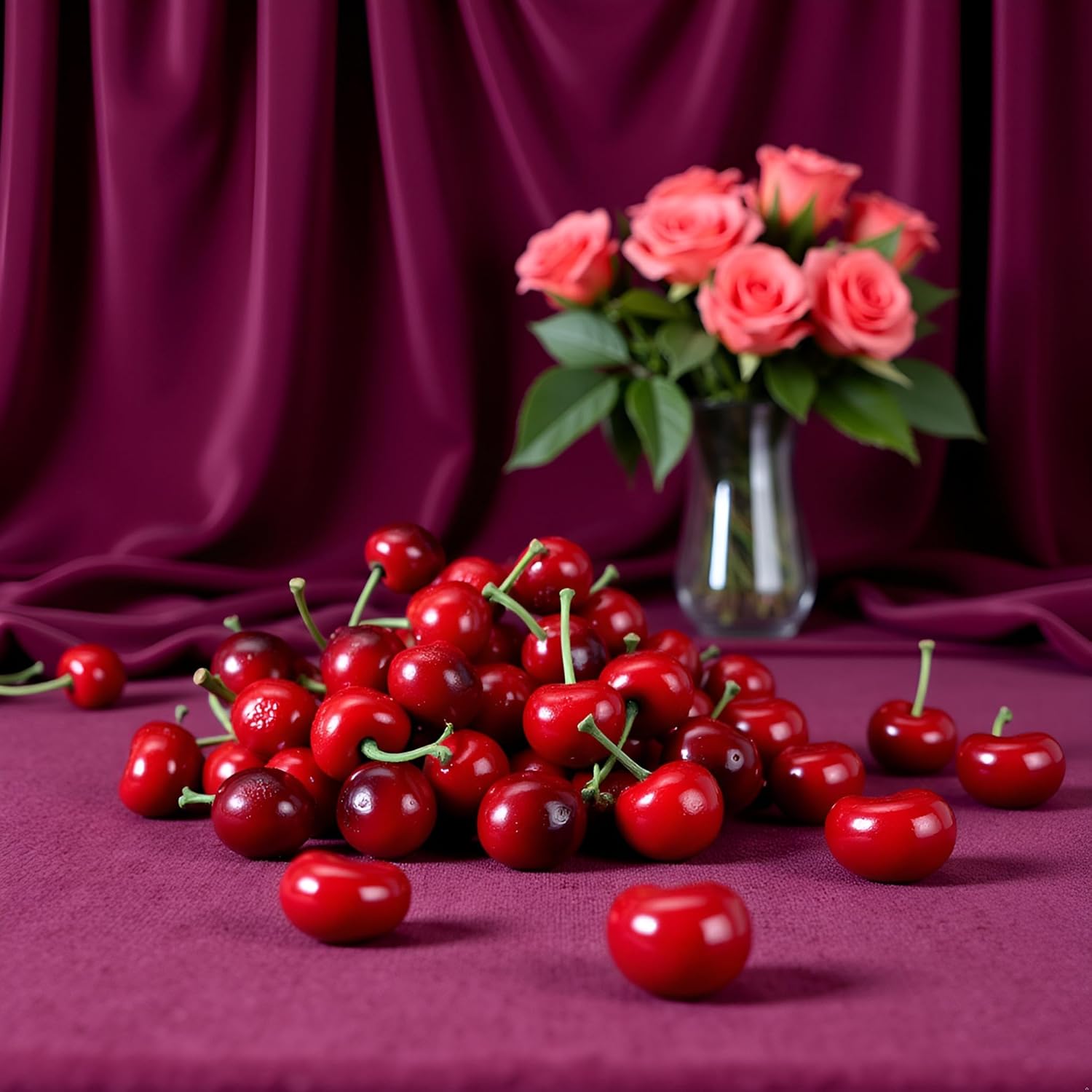 20Pcs Artificial Cherries Black and Red