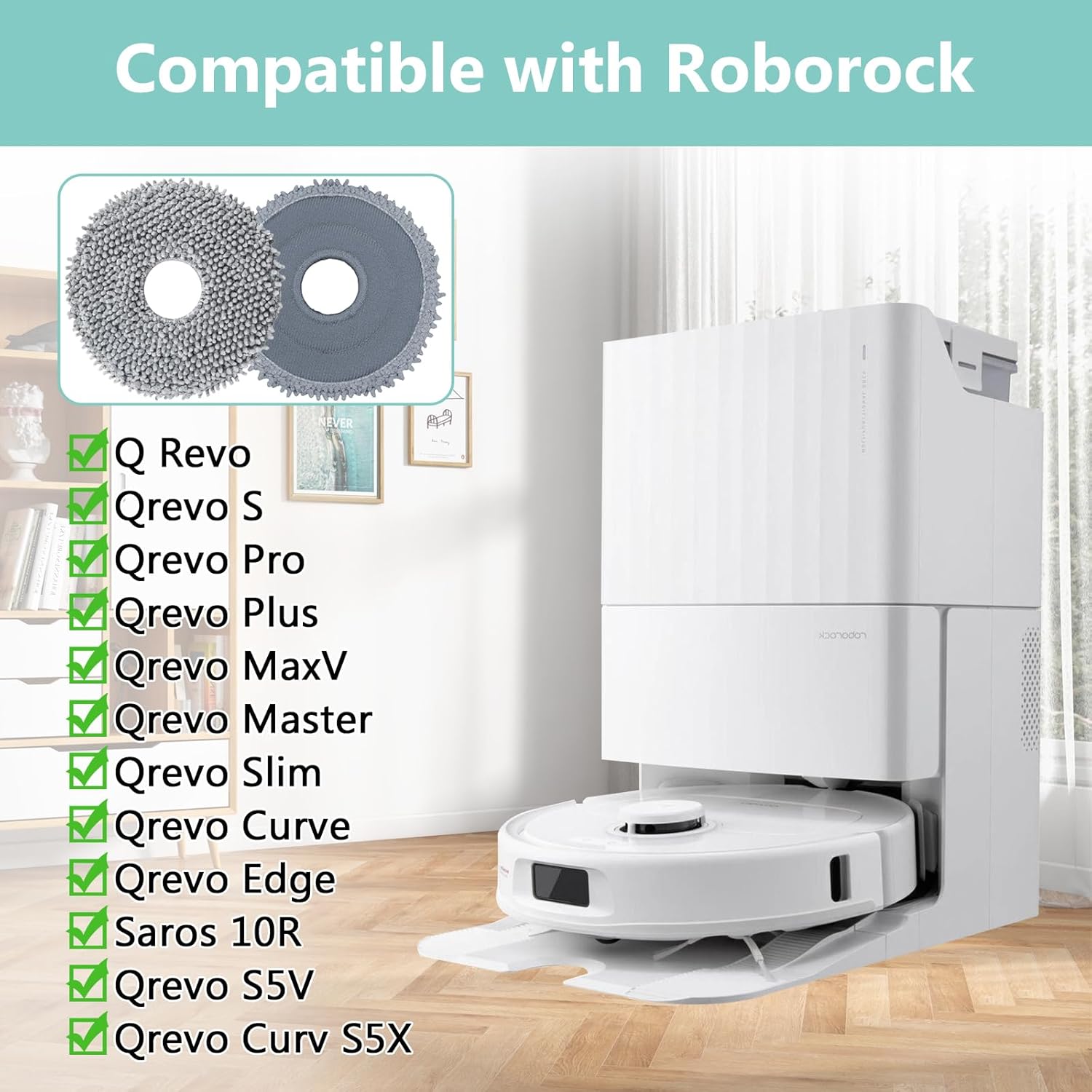 10 Pack Mop Pads for Roborock Q Series and Saros 10R