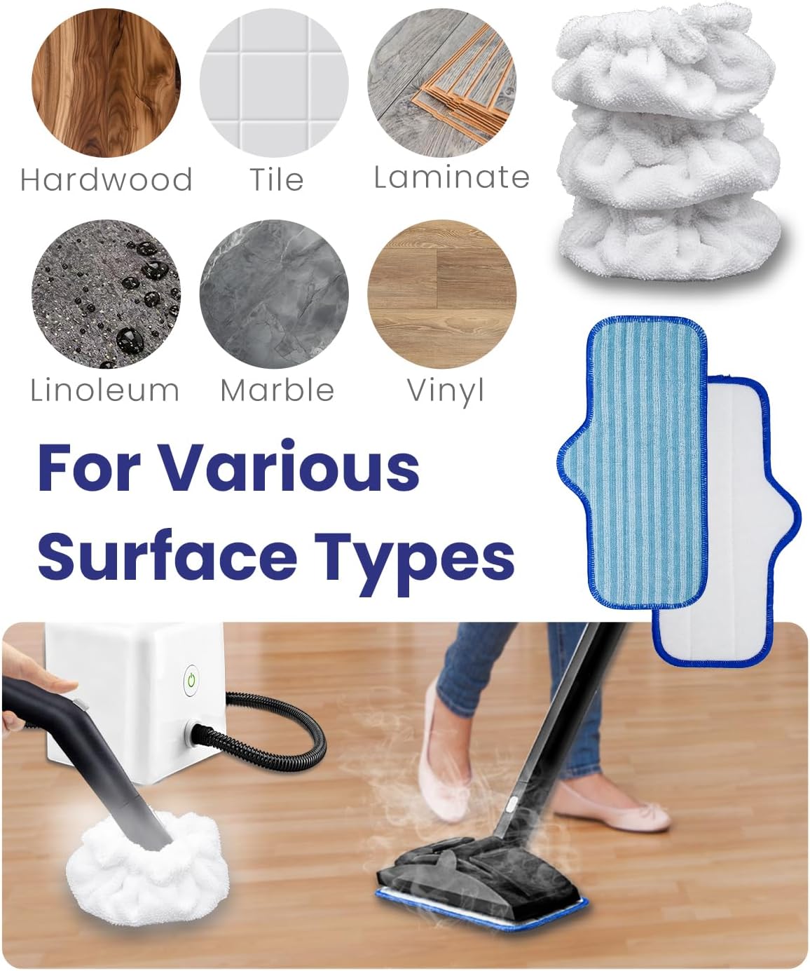 Steam Cleaner Accessories for Dupray Microfiber Pads and Triangle Bonnet Set