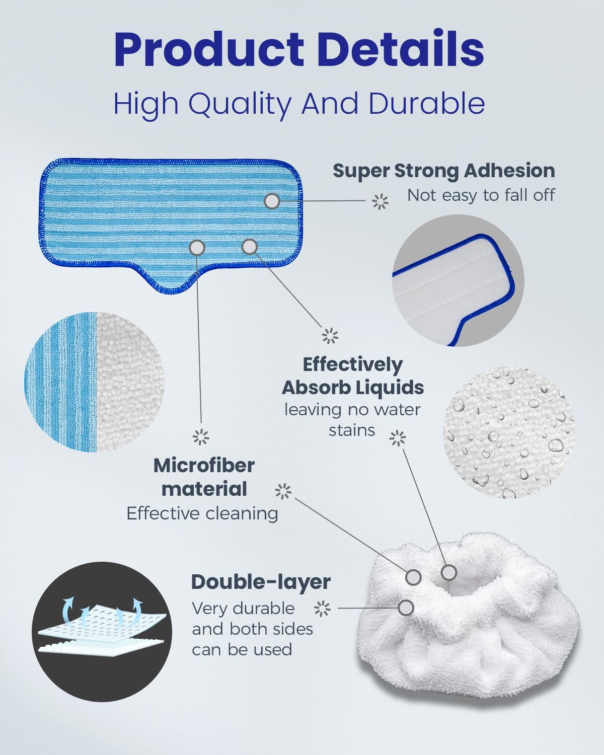 Steam Cleaner Accessories for Dupray Microfiber Pads and Triangle Bonnet Set