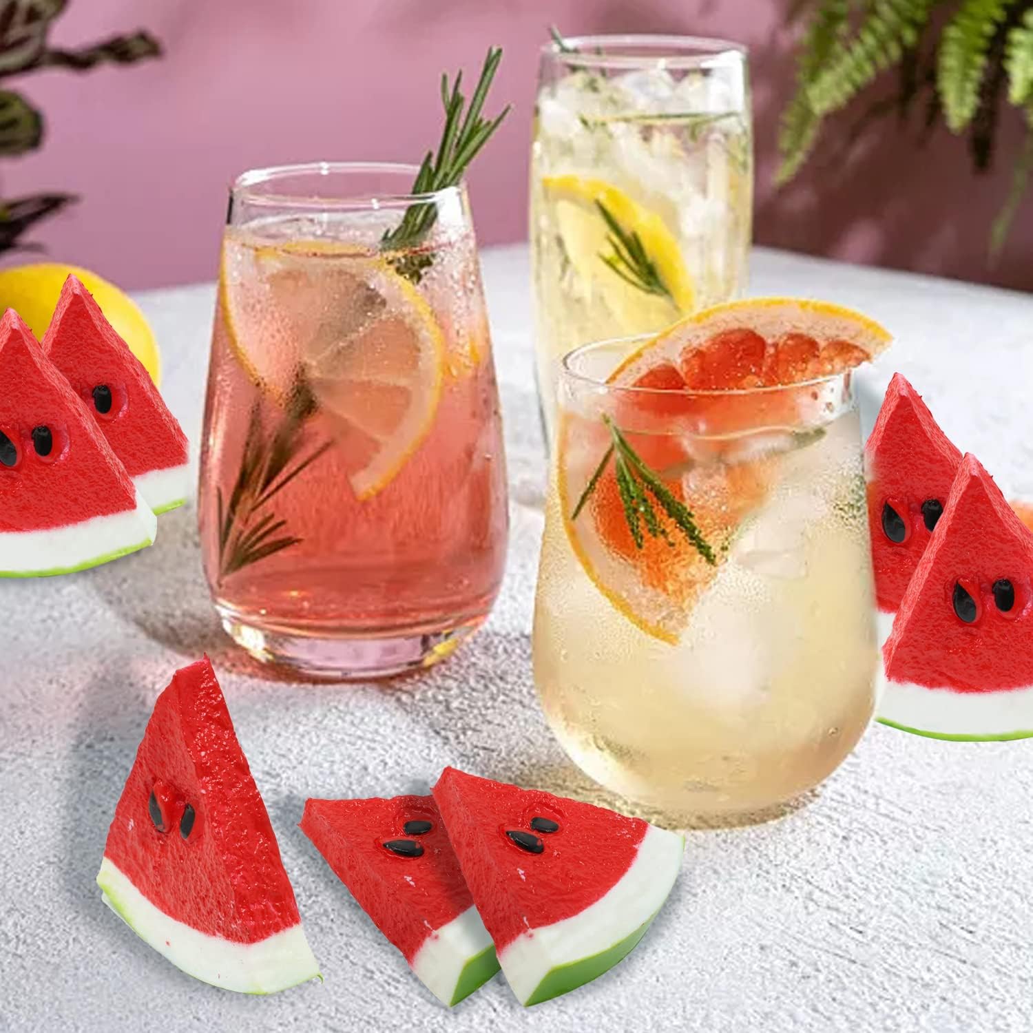 Honbay 8PCS Fake Watermelon Slices Plastic Artificial Fruit Decor