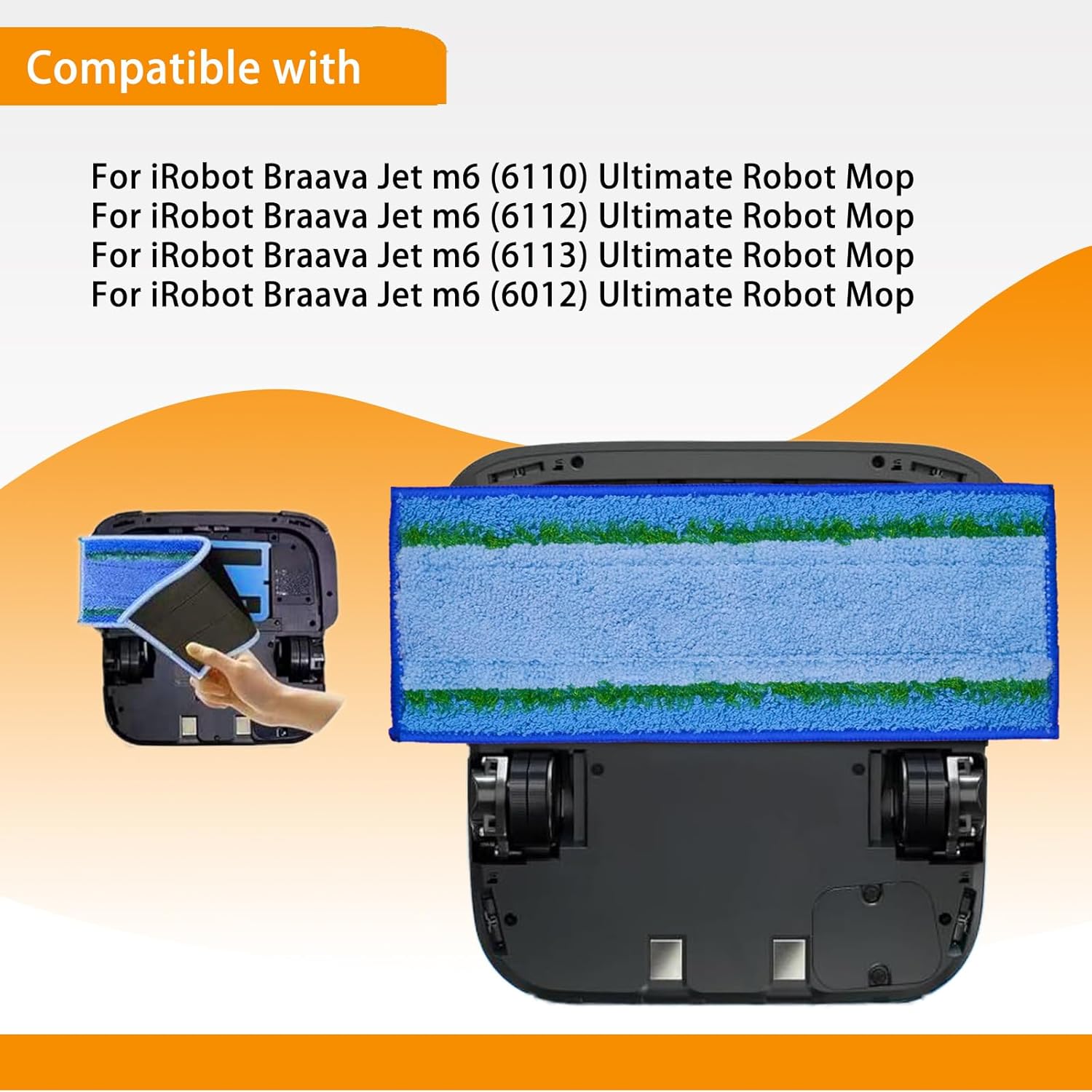 Upgraded Washable Mop Pads for iRobot Braava M6 - Reusable and Detachable