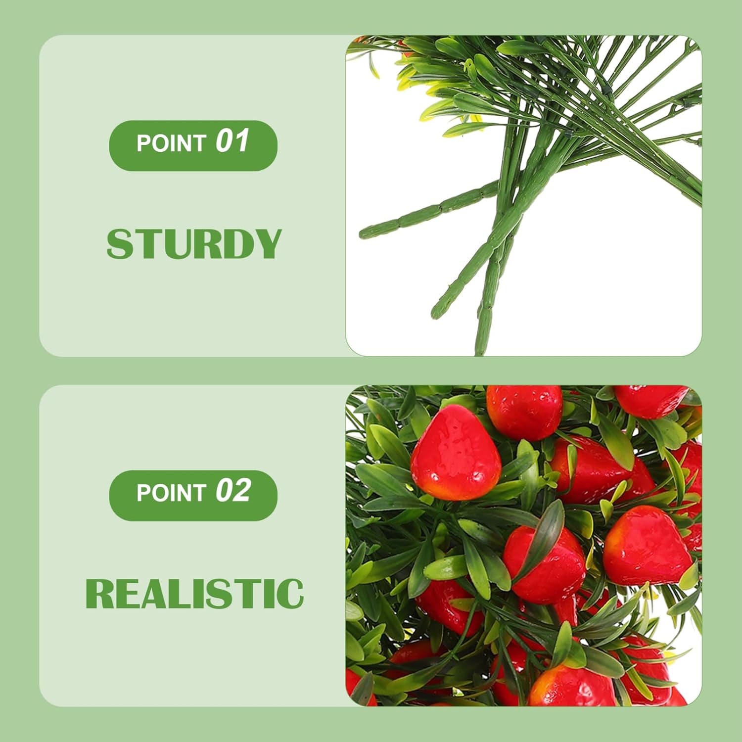 Ciieeo 5pcs Artificial Strawberry Stems for DIY Home Decor