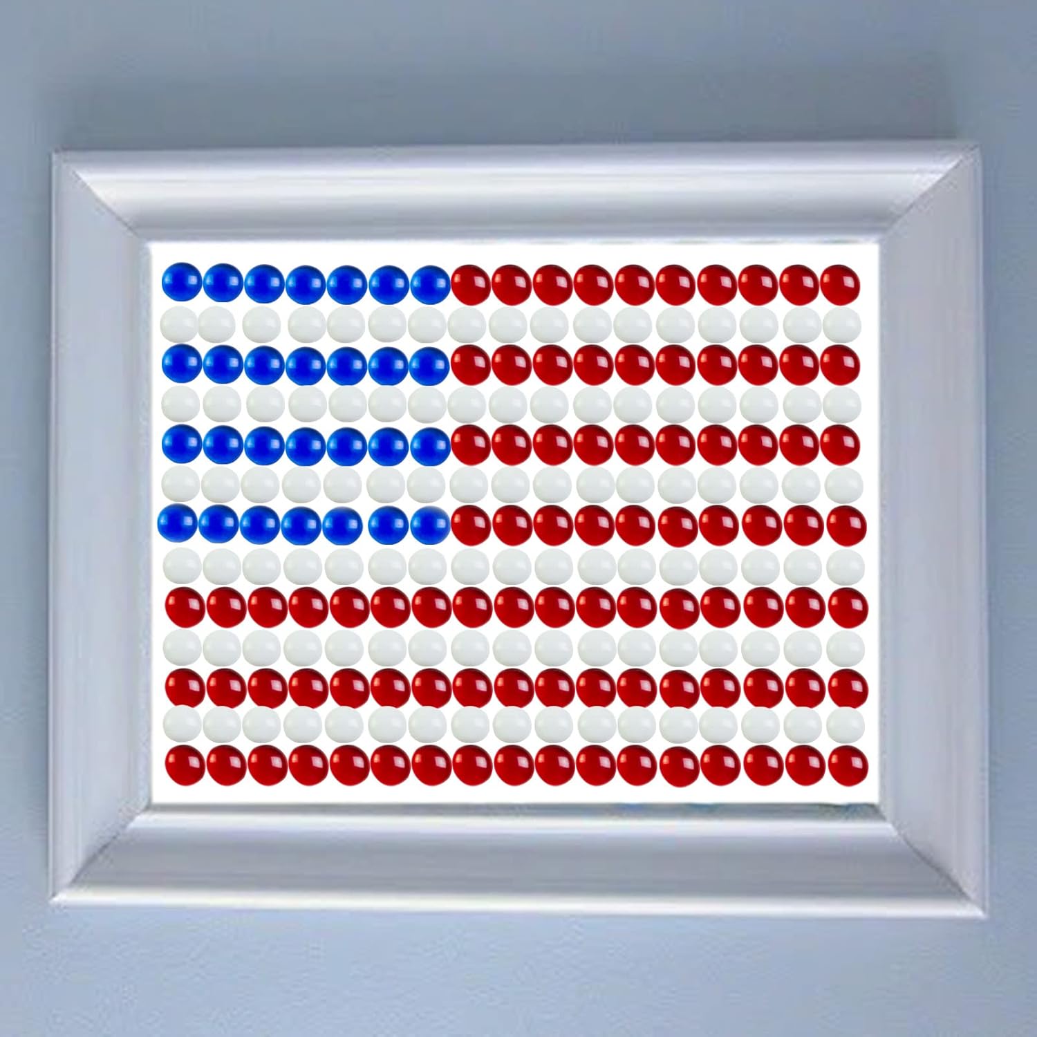 HappyFiller Flat Glass Marbles 1 LB 95 PC White Red Blue