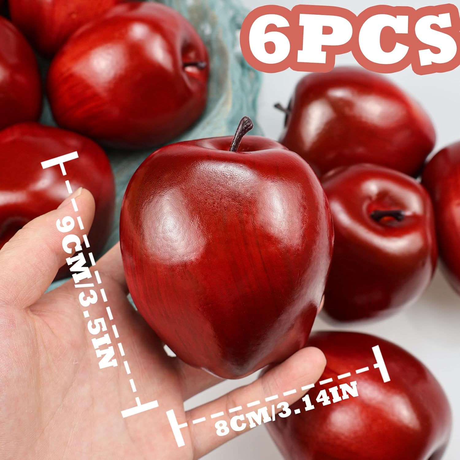 Lorigun Artificial Red Apples 6 Pcs Home Decor