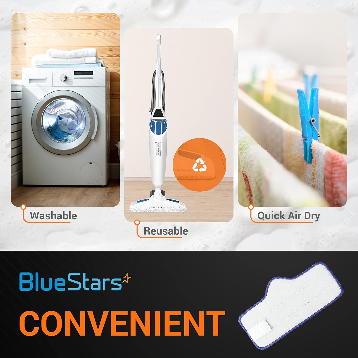 BlueStars Microfiber Mop Pad for Dupray Neat Steam Cleaner - Pack of 8