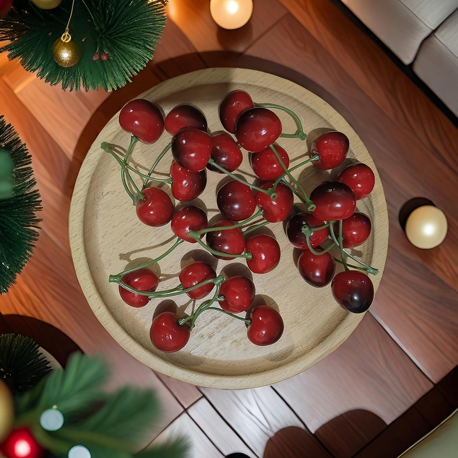 20PCS Realistic Artificial Cherries for Decor