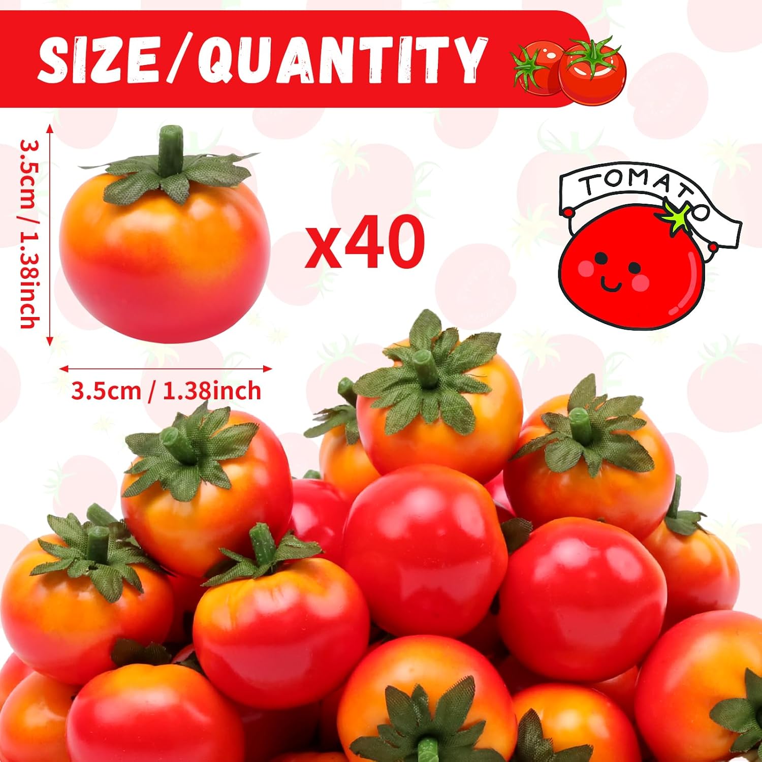 Gresorth 40pcs Mini Artificial Tomato Decorations - 35cm