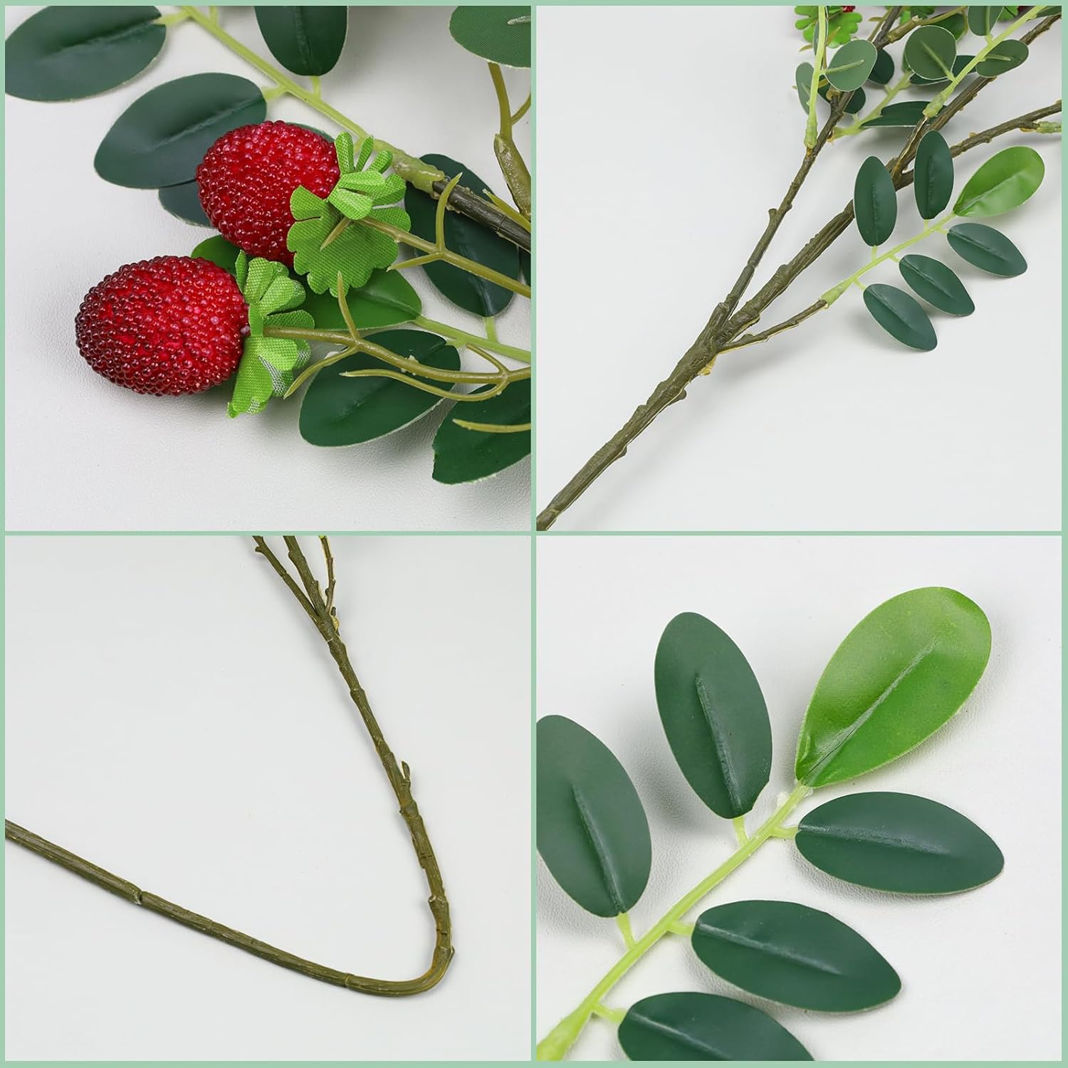 3PCS Red Fruits Tree Branch Artificial Fruit Decoration