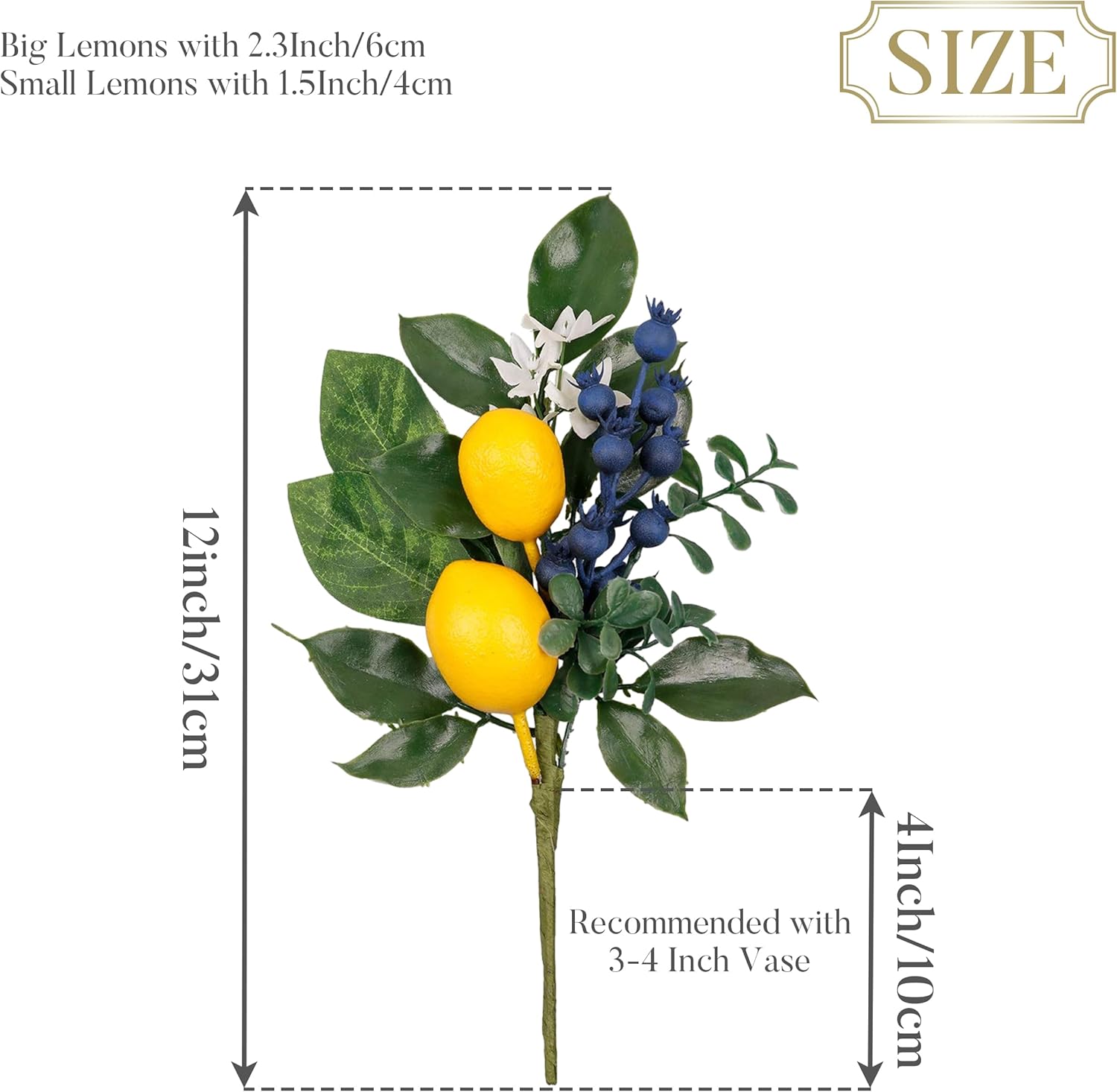 Valery Madelyn 4 Pack Artificial Lemon Branches Decorations 12 Inch