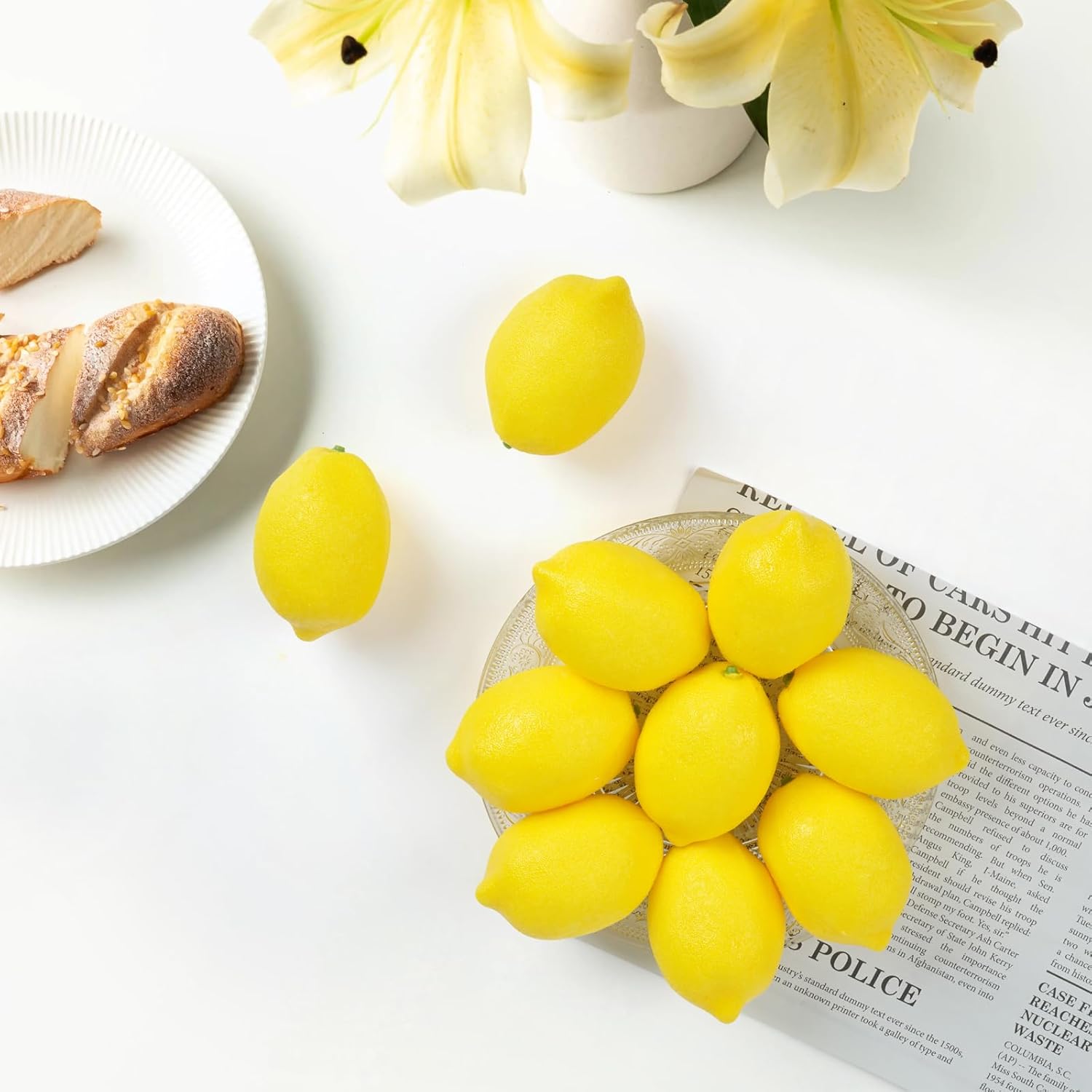 Notakia 25pcs Artificial Yellow Lemons Fruits Decoration