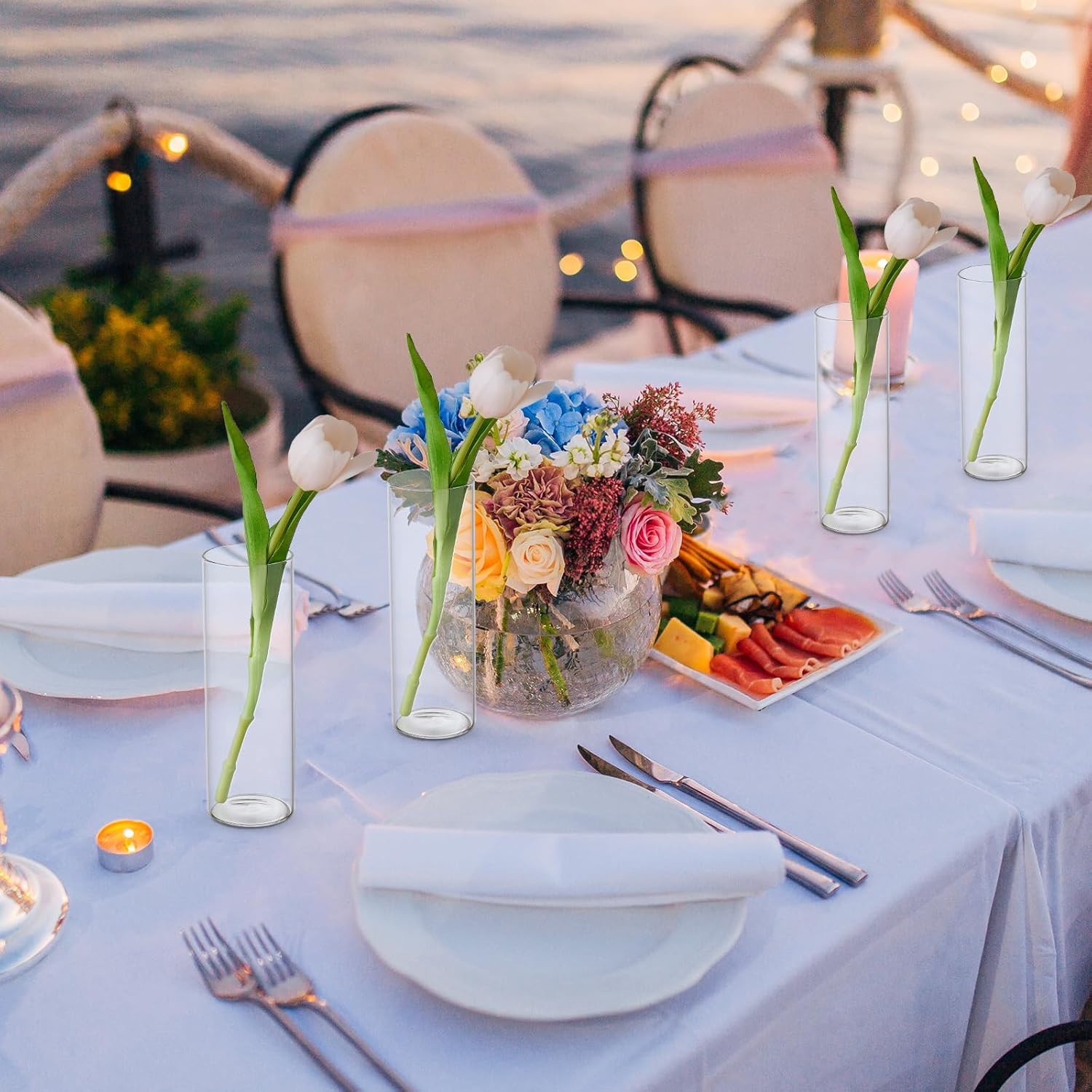30pcs Clear Glass Cylinder Vases for Centerpieces Wedding Decorations