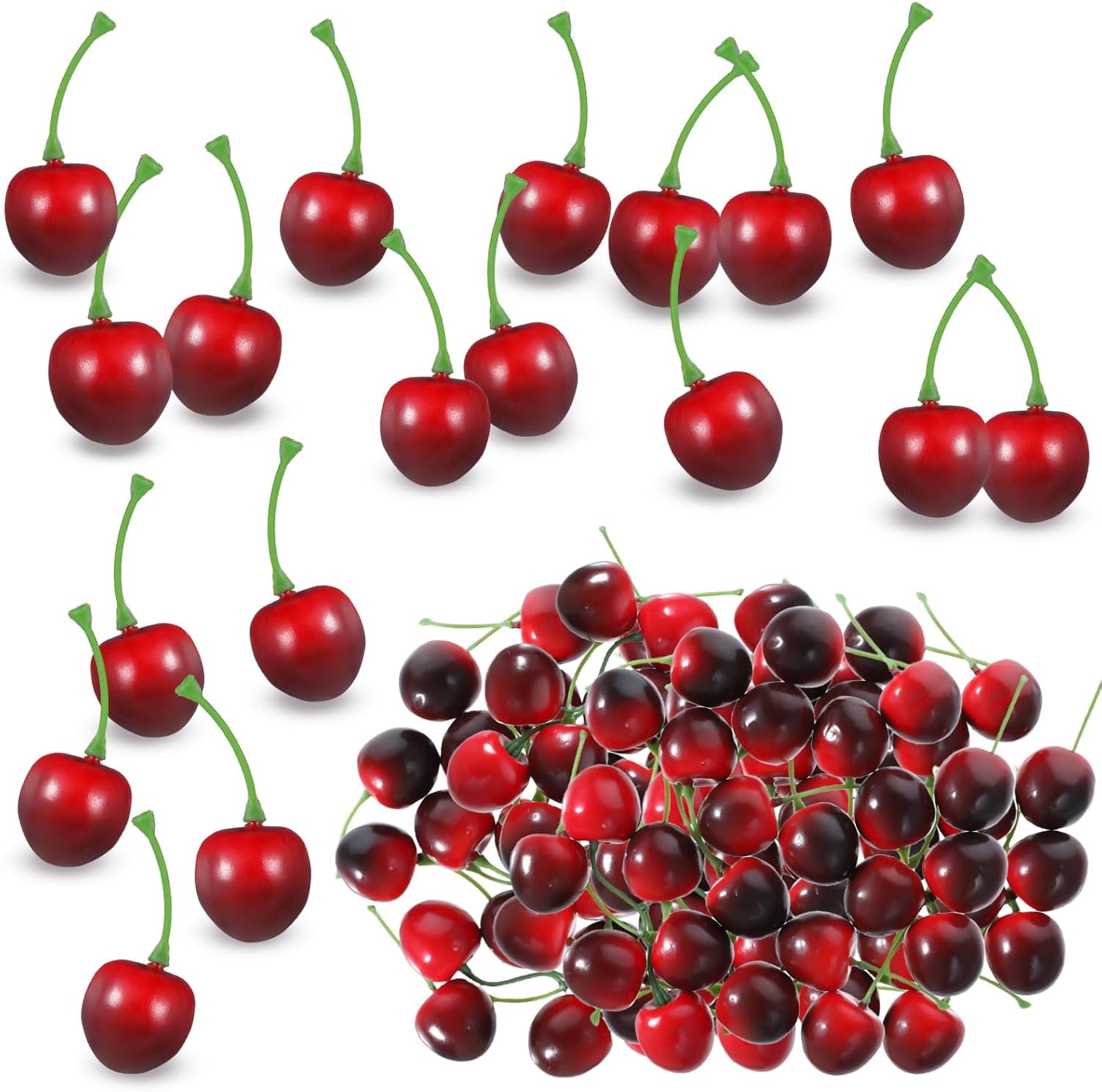 50Pcs Artificial Cherries Lifelike Decor Photography Prop