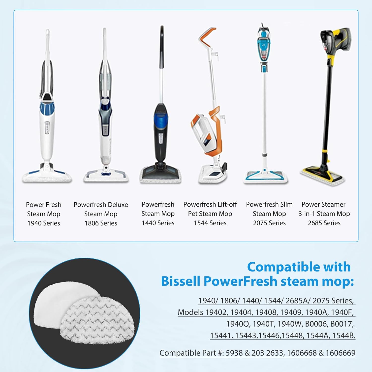 Extolife 6 Pack Steam Mop Replacement Pads for Bissell Powerfresh
