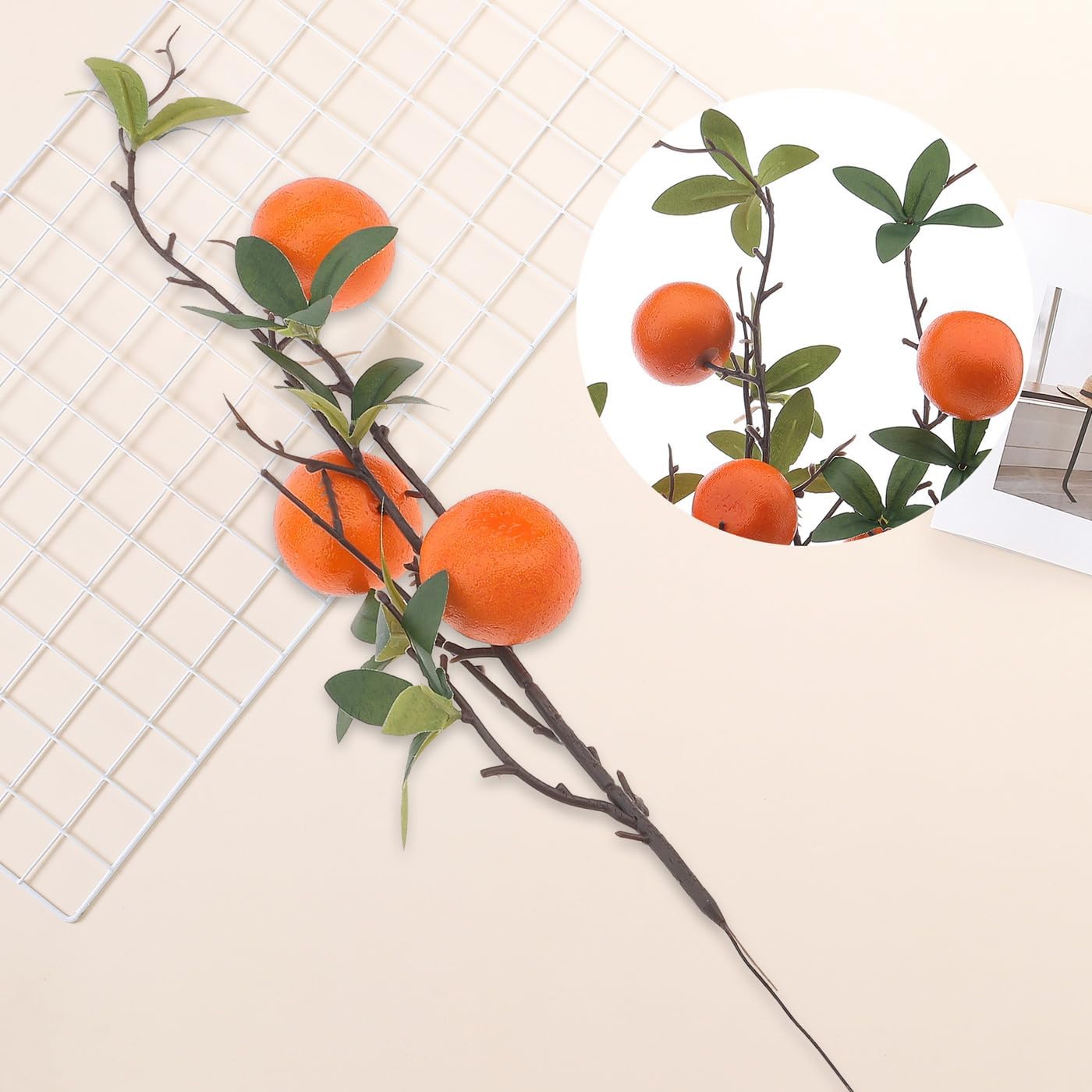 Woration 4PCS Artificial Orange Branches with Fruit
