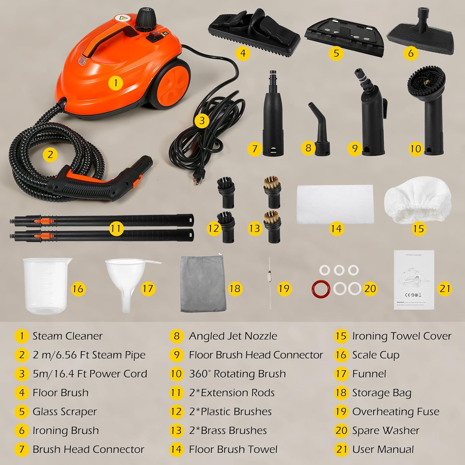 Dyna-Living 1800W Steam Cleaner for Home and Car