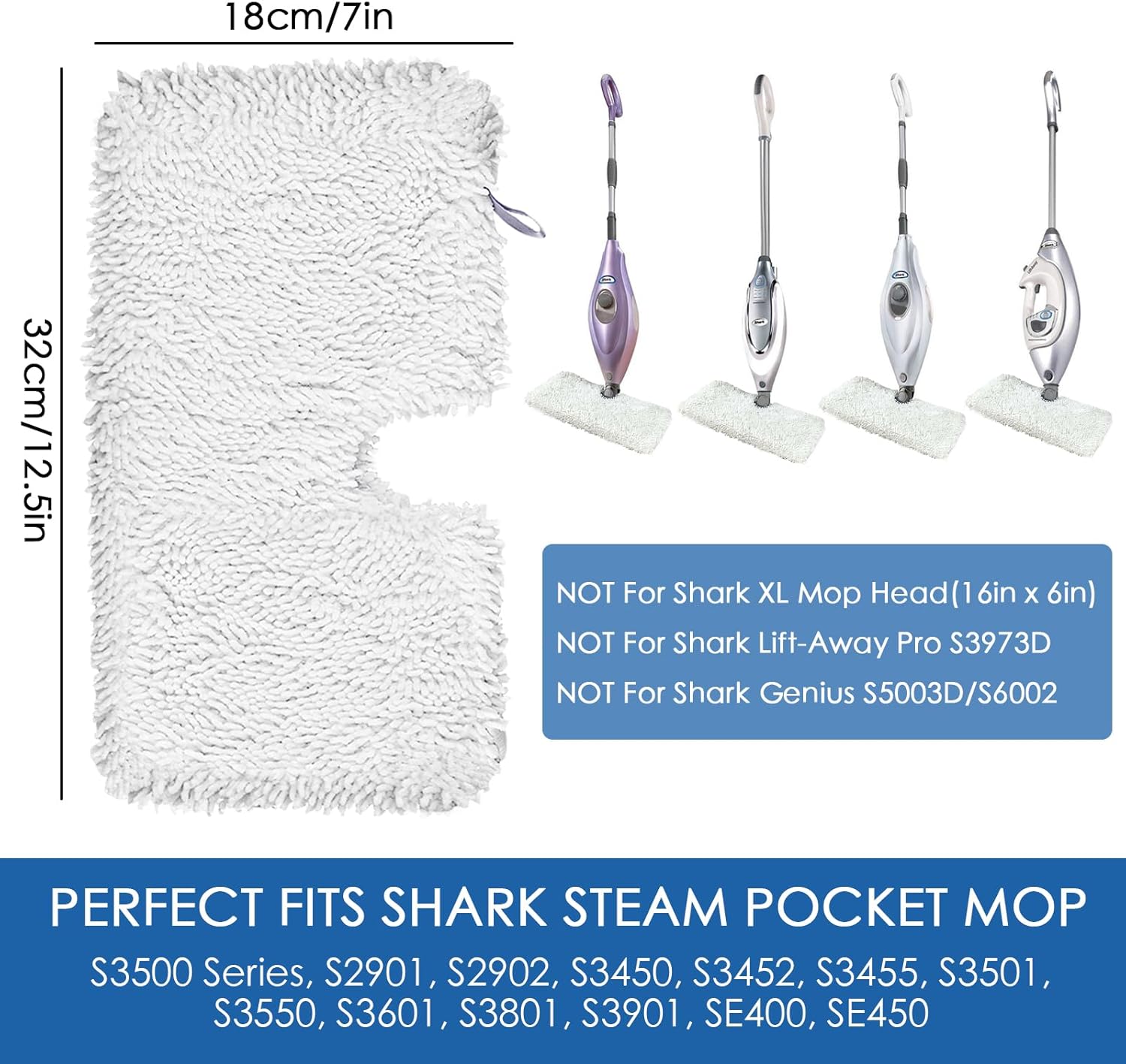 MXZONE 6 Pack Steam Mop Pads for Shark S3500 Series