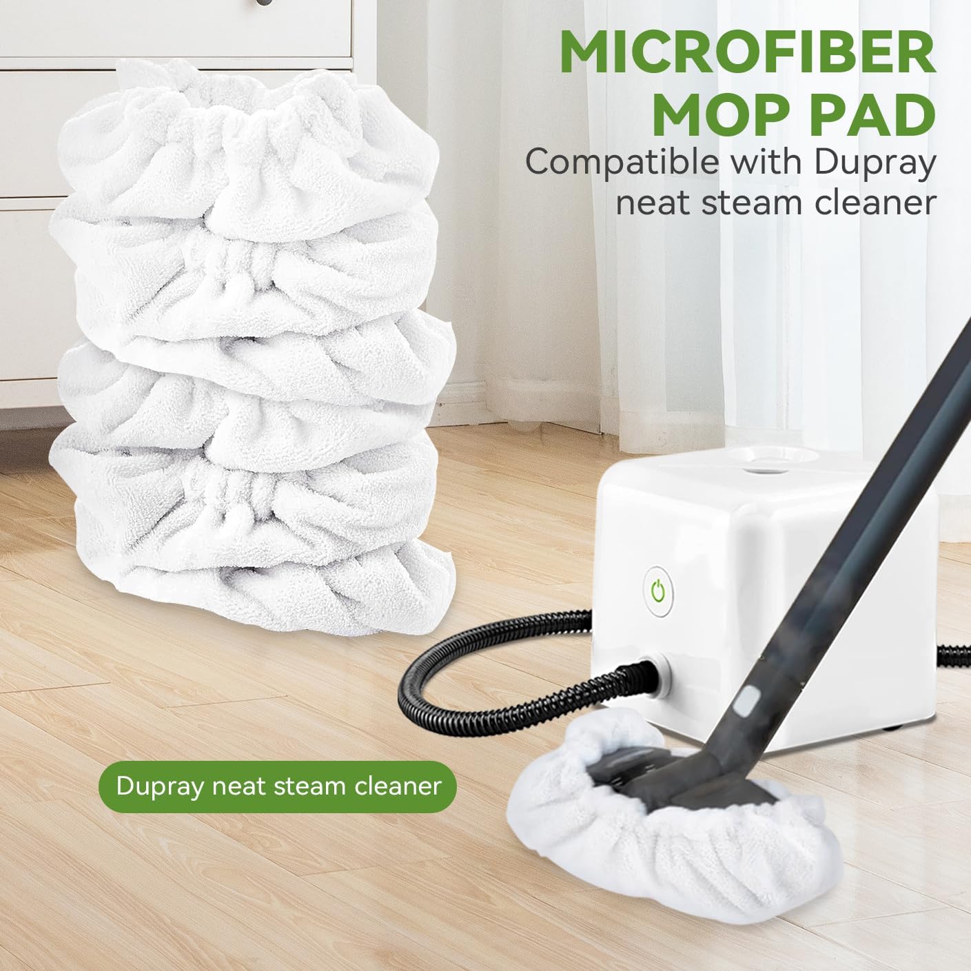 Large Microfiber Bonnet Steam Mop Pads for Dupray Steam Cleaners 6 Pack