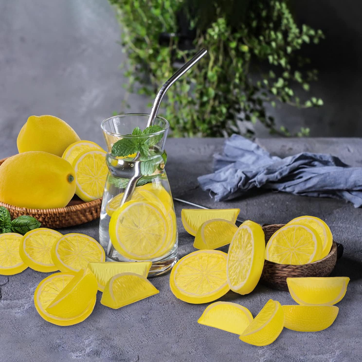Woration 20 Pack Artificial Lemon Slice Decor Set