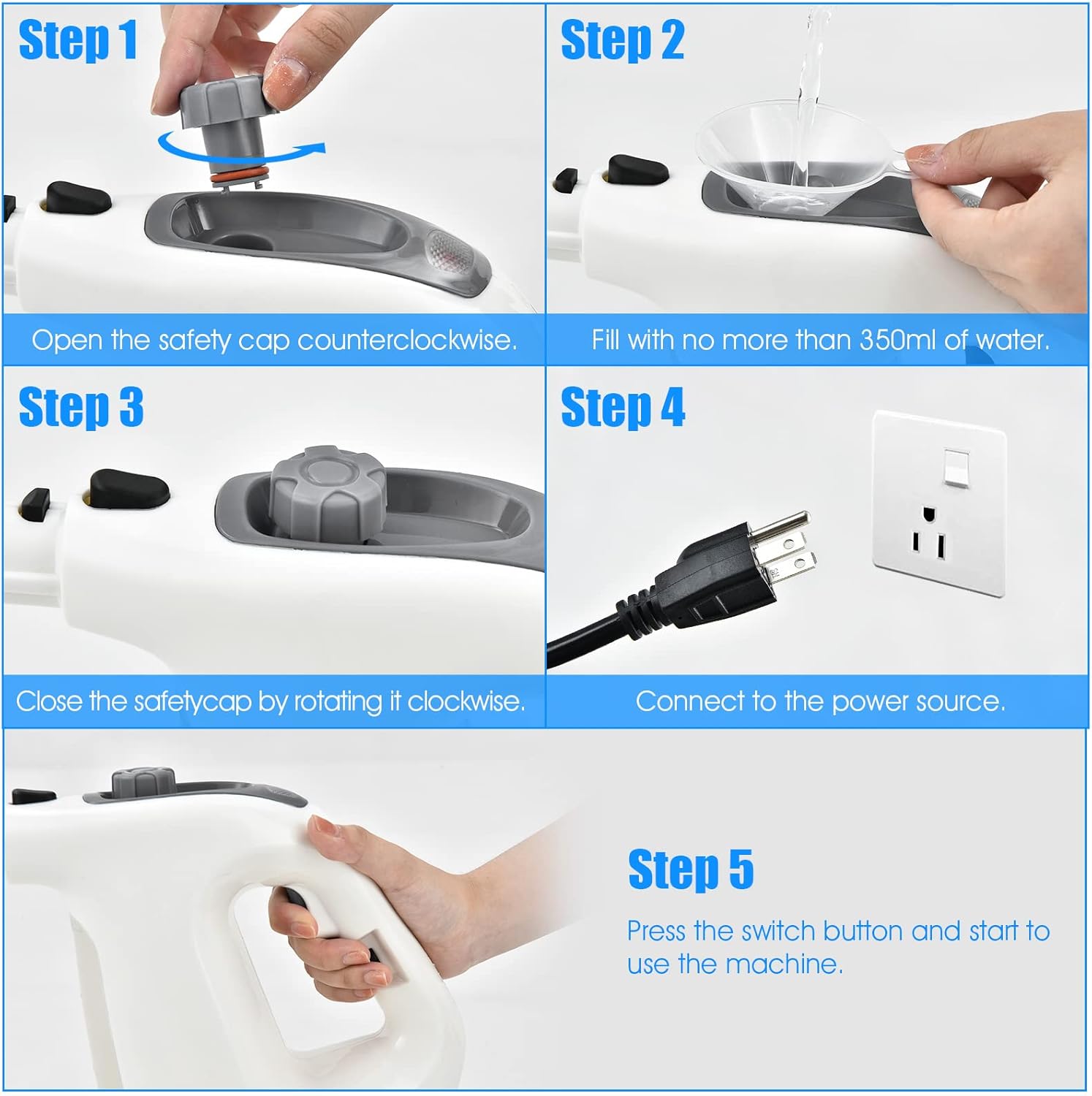 COSTWAY Handheld Steam Cleaner with 17 Pieces 350ml Tank 1400W Grey